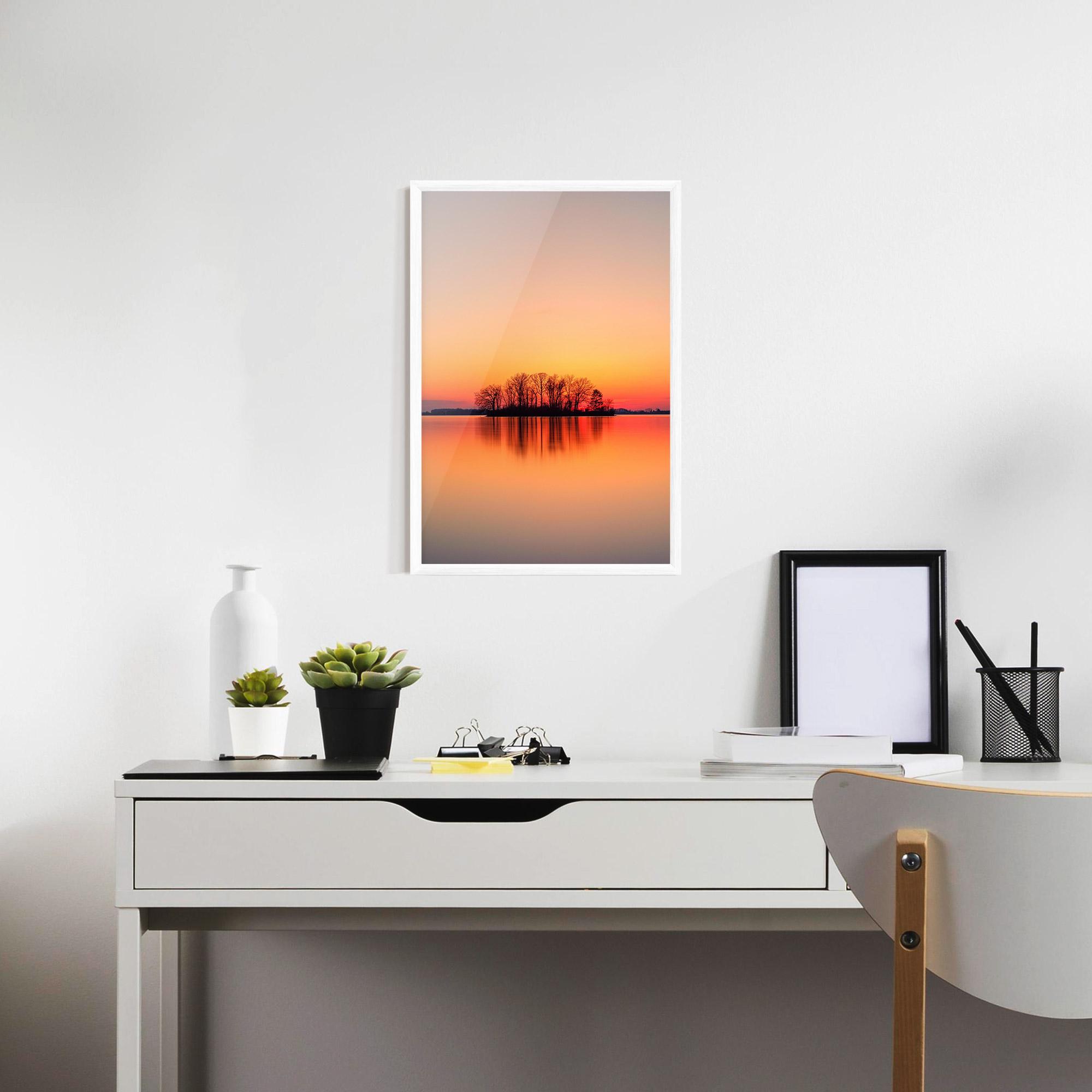 Keretezett Poszter Tree Sunset Lake mockup 7