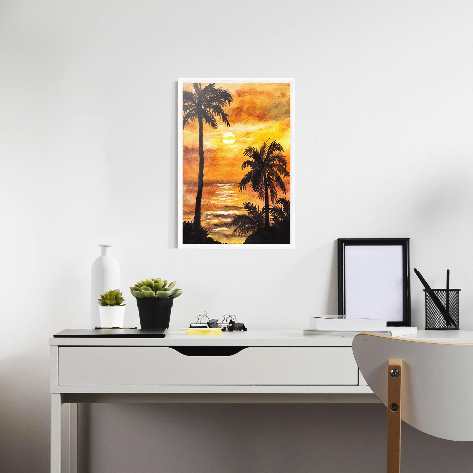 Keretezett Poszter Watercolor Painting Sunrise mockup 7