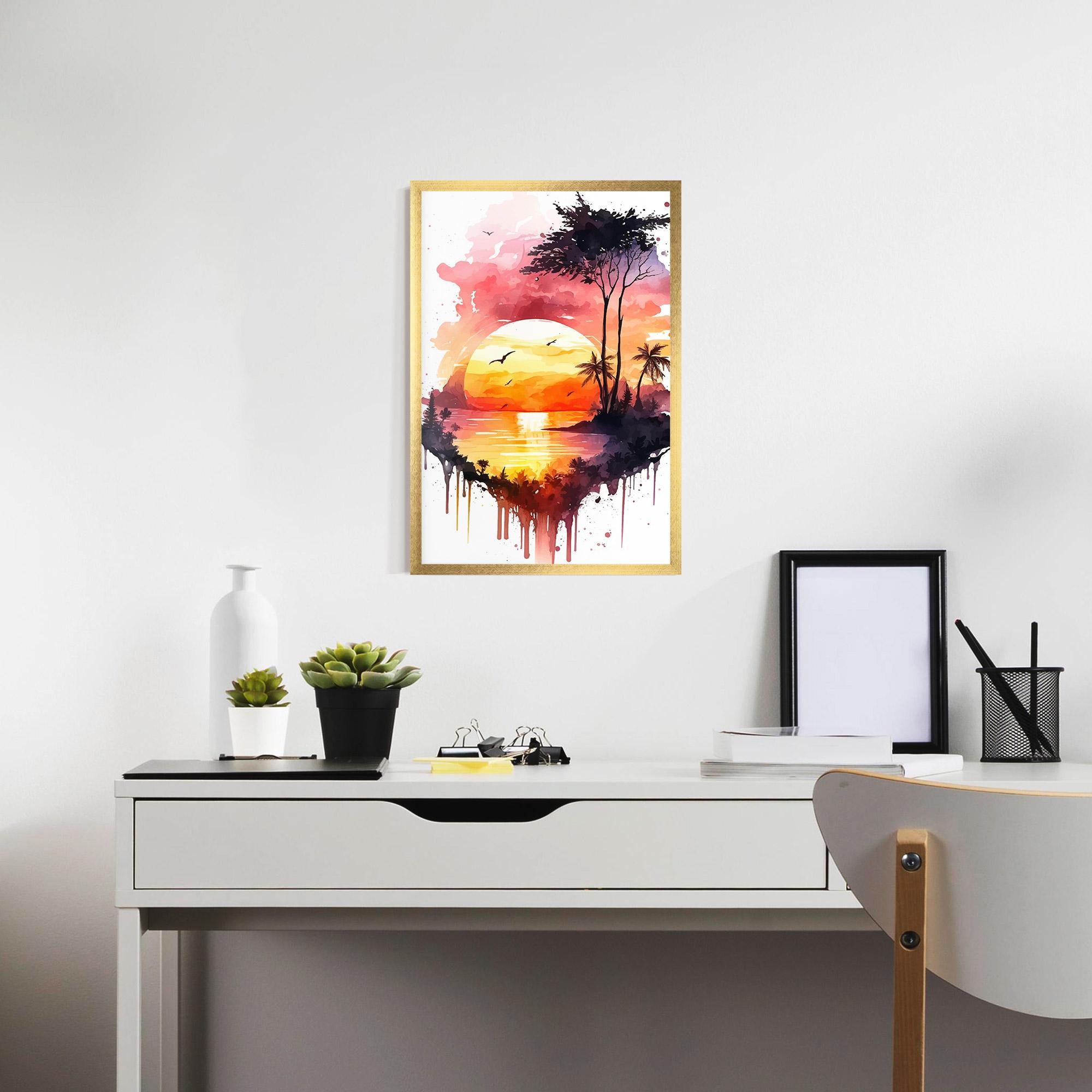 Keretezett Poszter Purple Sunset Art mockup 7