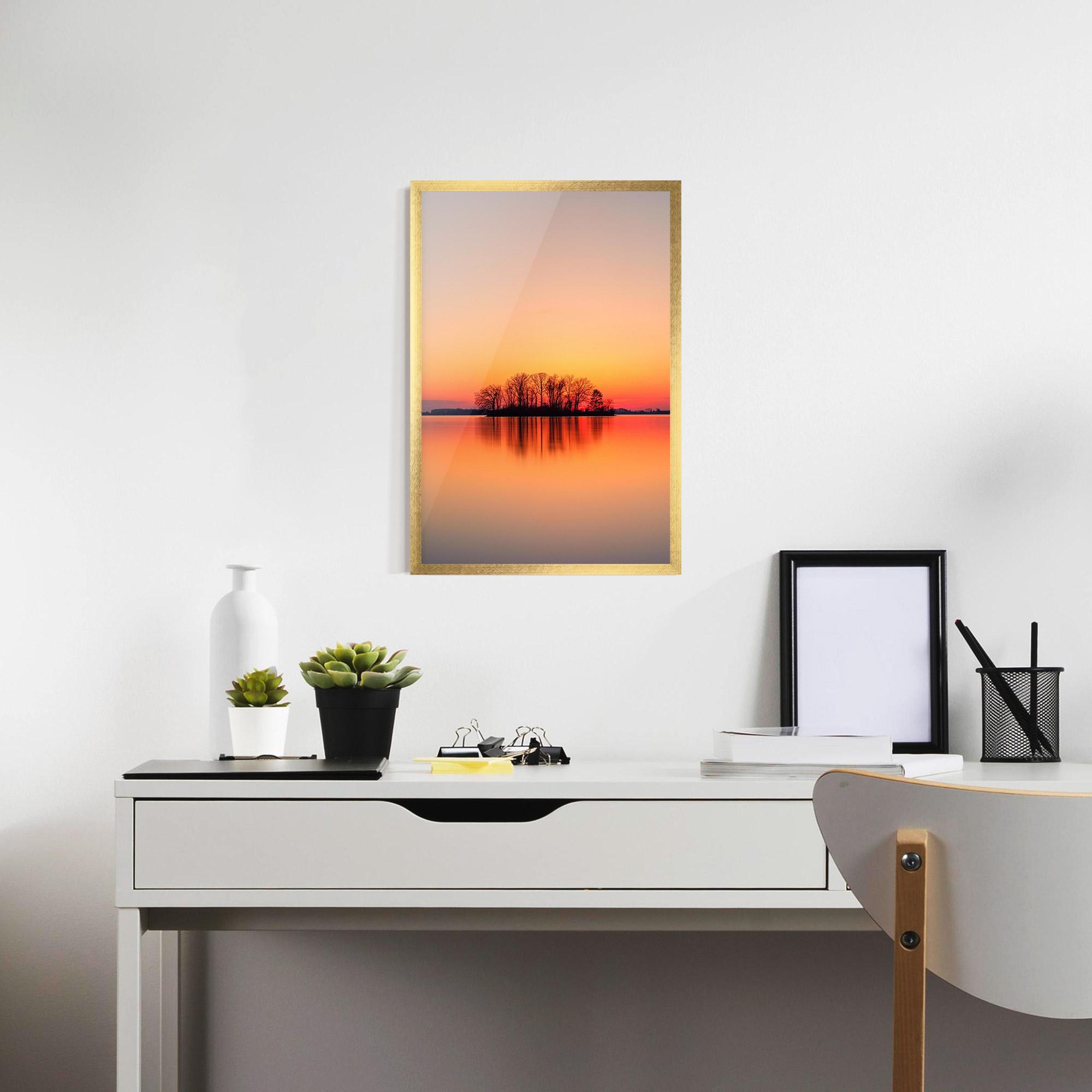 Keretezett Poszter Tree Sunset Lake mockup 7