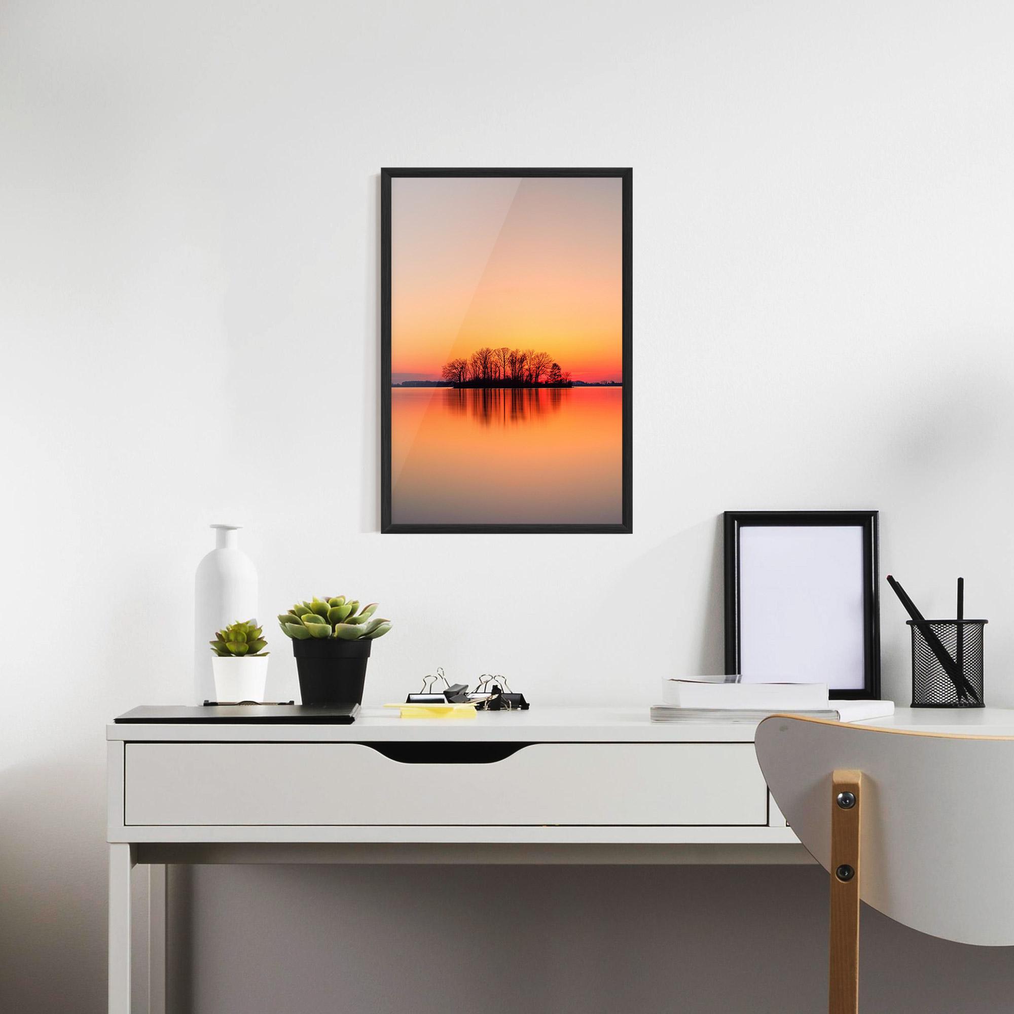 Keretezett Poszter Tree Sunset Lake mockup 7