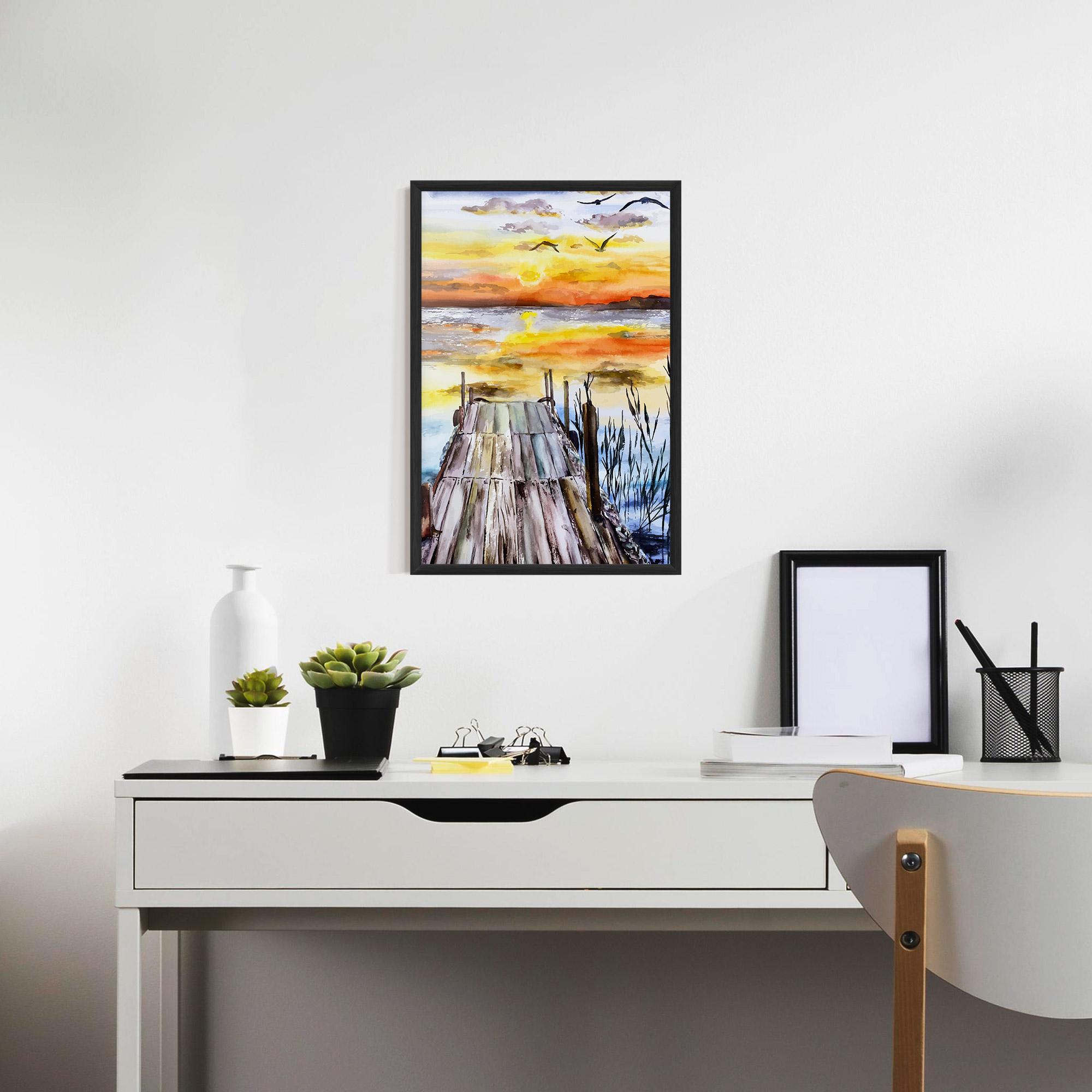 Keretezett Poszter Watercolor Sunset mockup 7