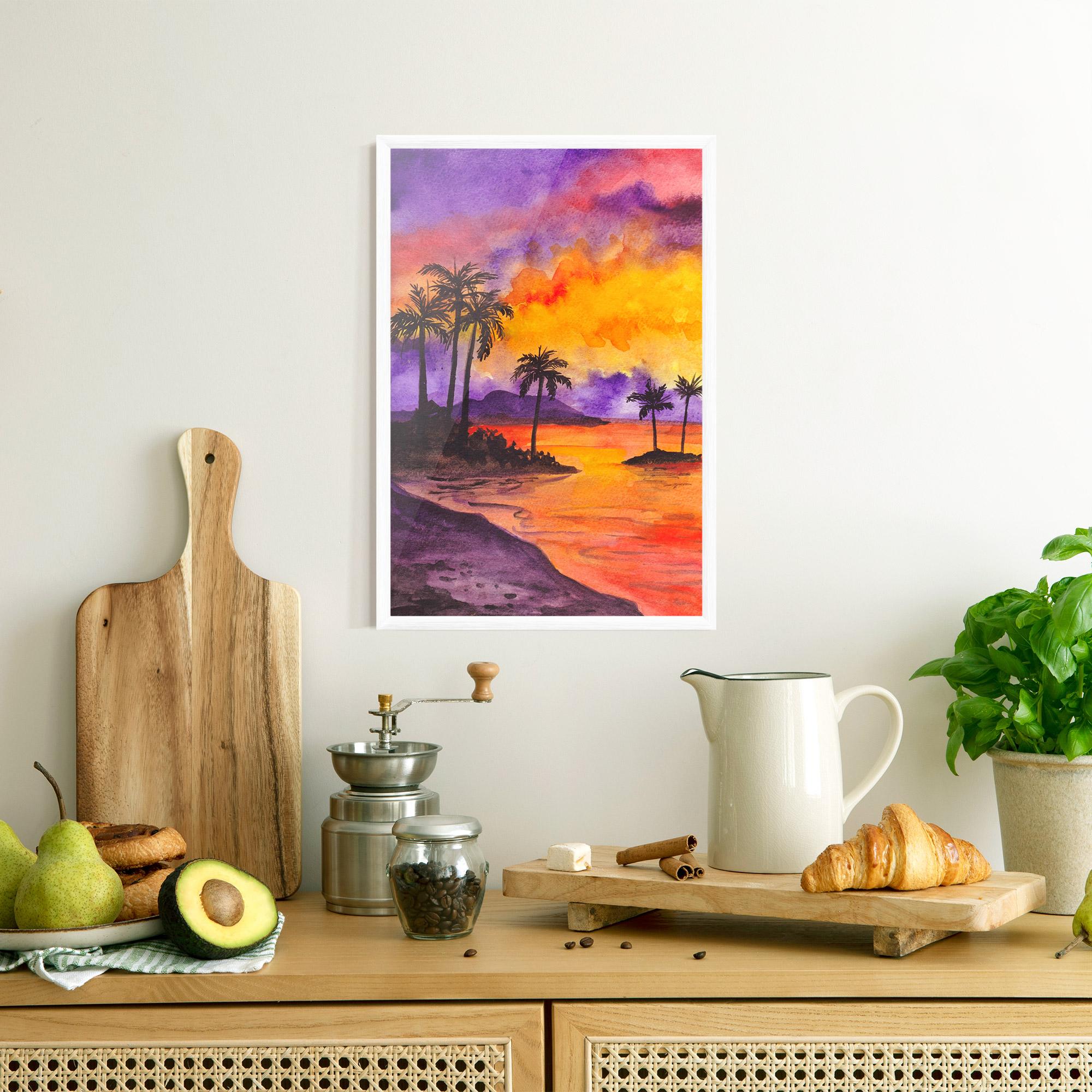 Keretezett Poszter Sunset Watercolor Painting mockup 8