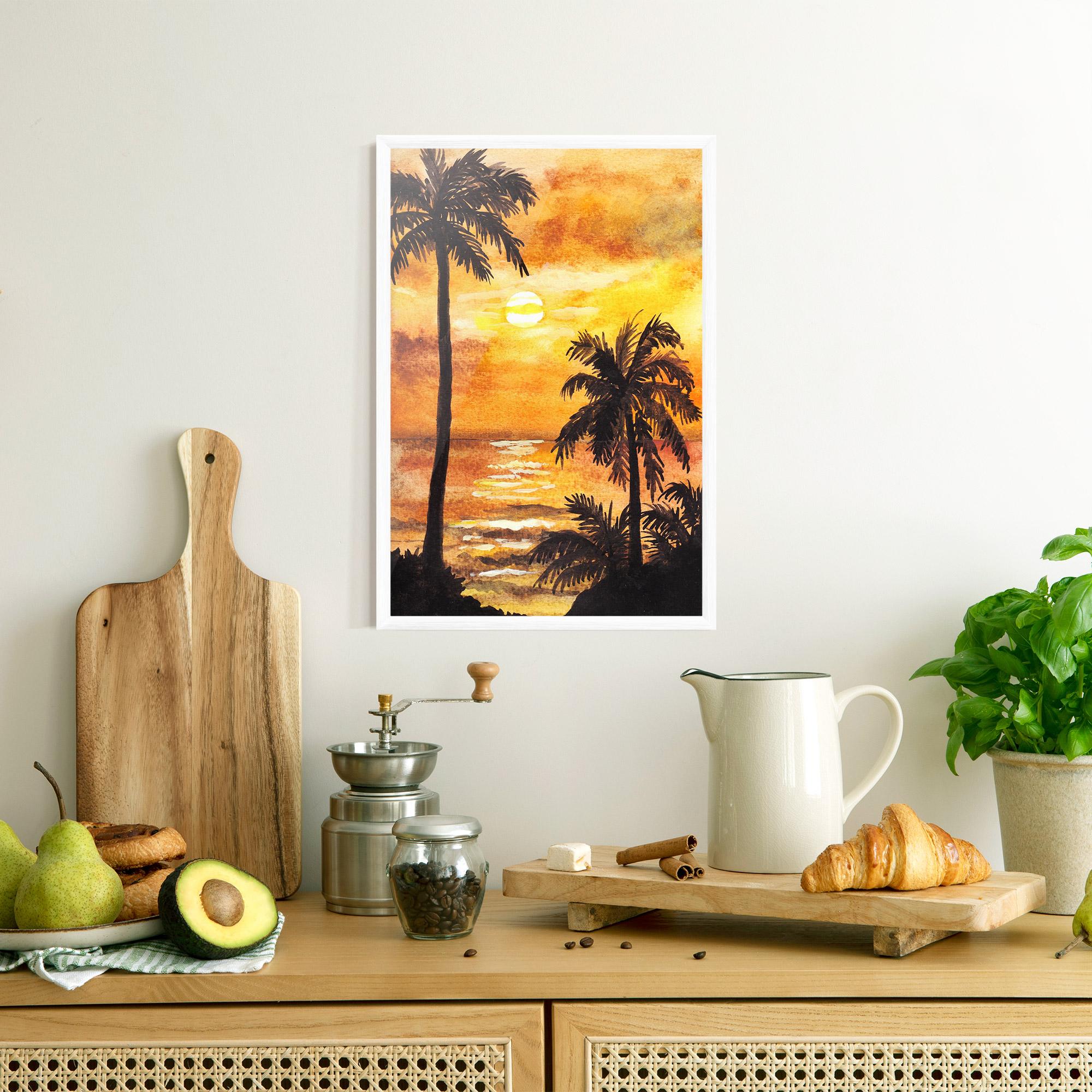 Keretezett Poszter Watercolor Painting Sunrise mockup 8