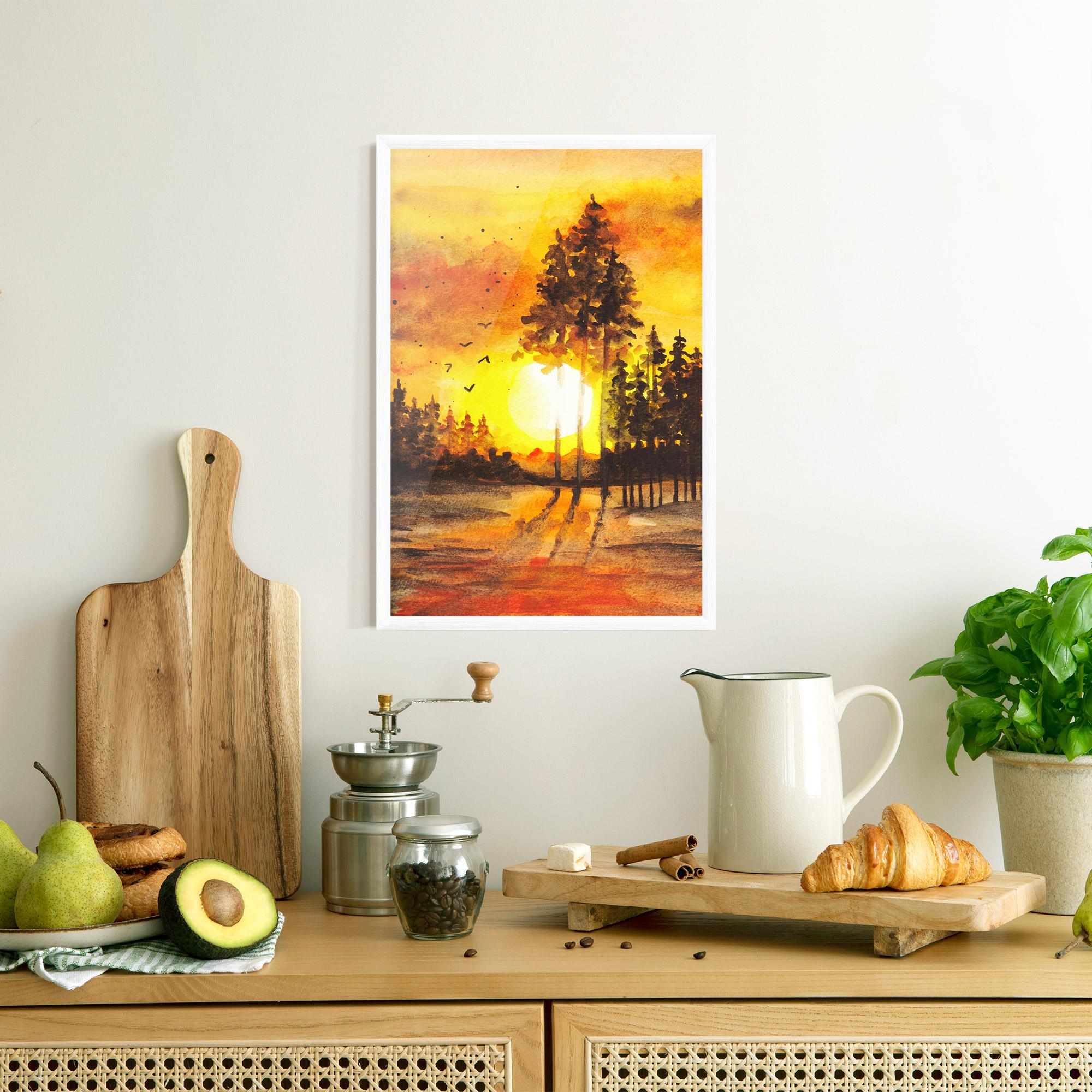 Keretezett Poszter Watercolor Sunset Painting mockup 8