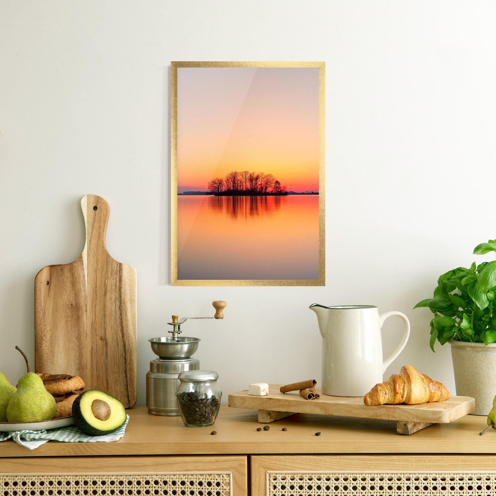 Keretezett Poszter Tree Sunset Lake mockup 8