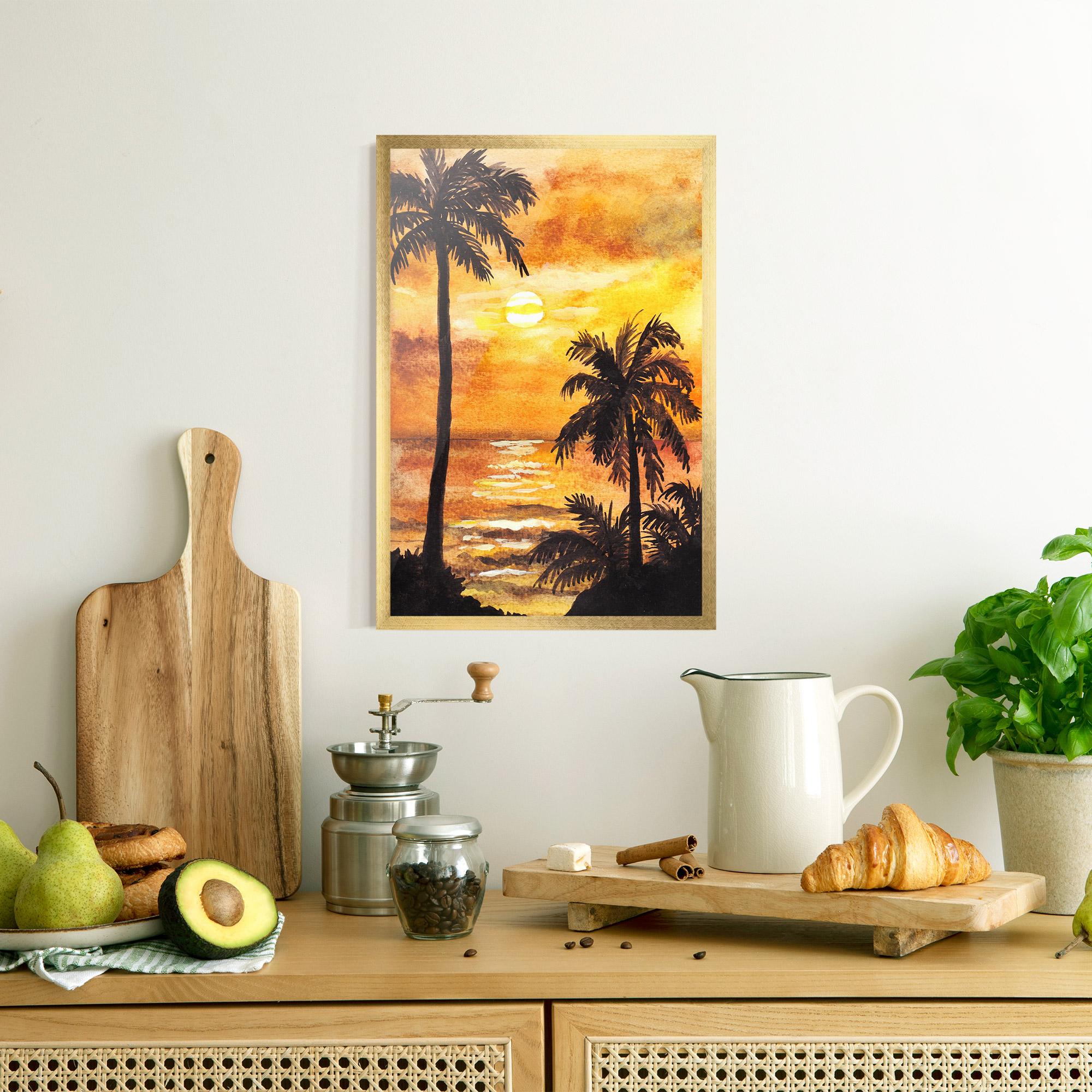 Keretezett Poszter Watercolor Painting Sunrise mockup 8