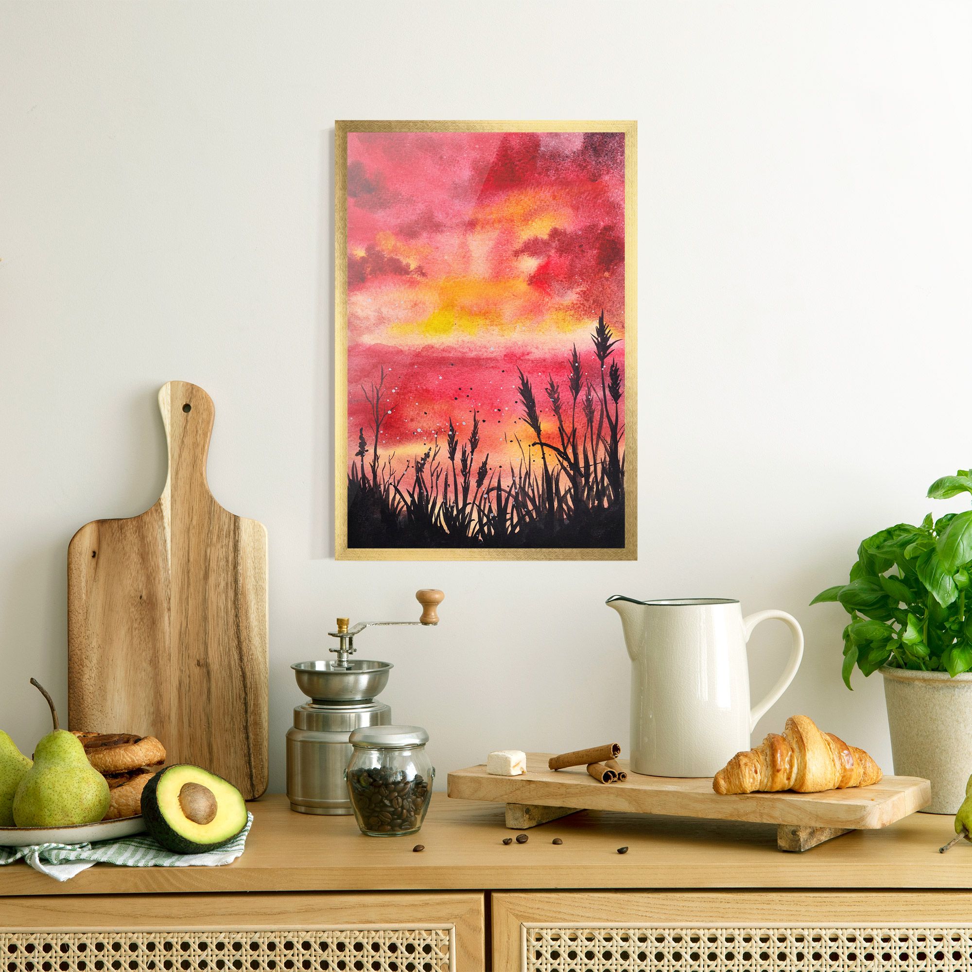 Watercolor Pink Sunset Painting mockup 8