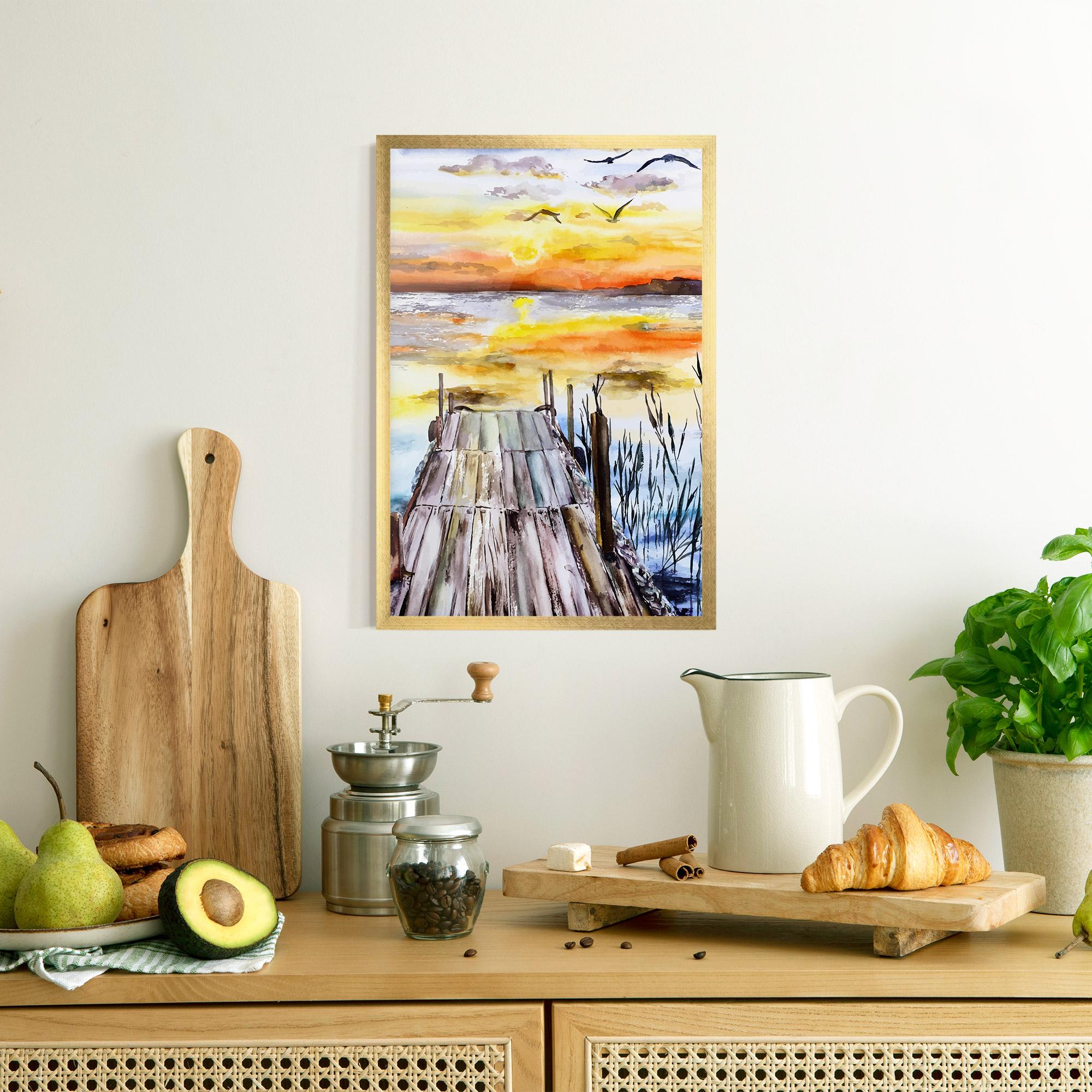 Keretezett Poszter Watercolor Sunset mockup 8