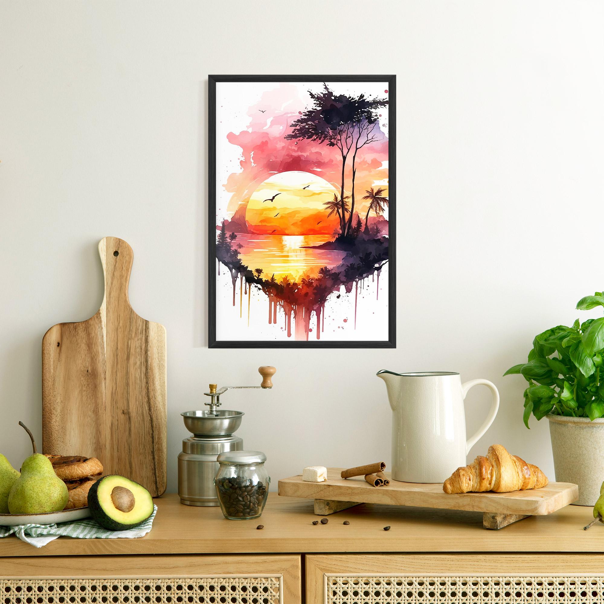 Keretezett Poszter Purple Sunset Art mockup 8