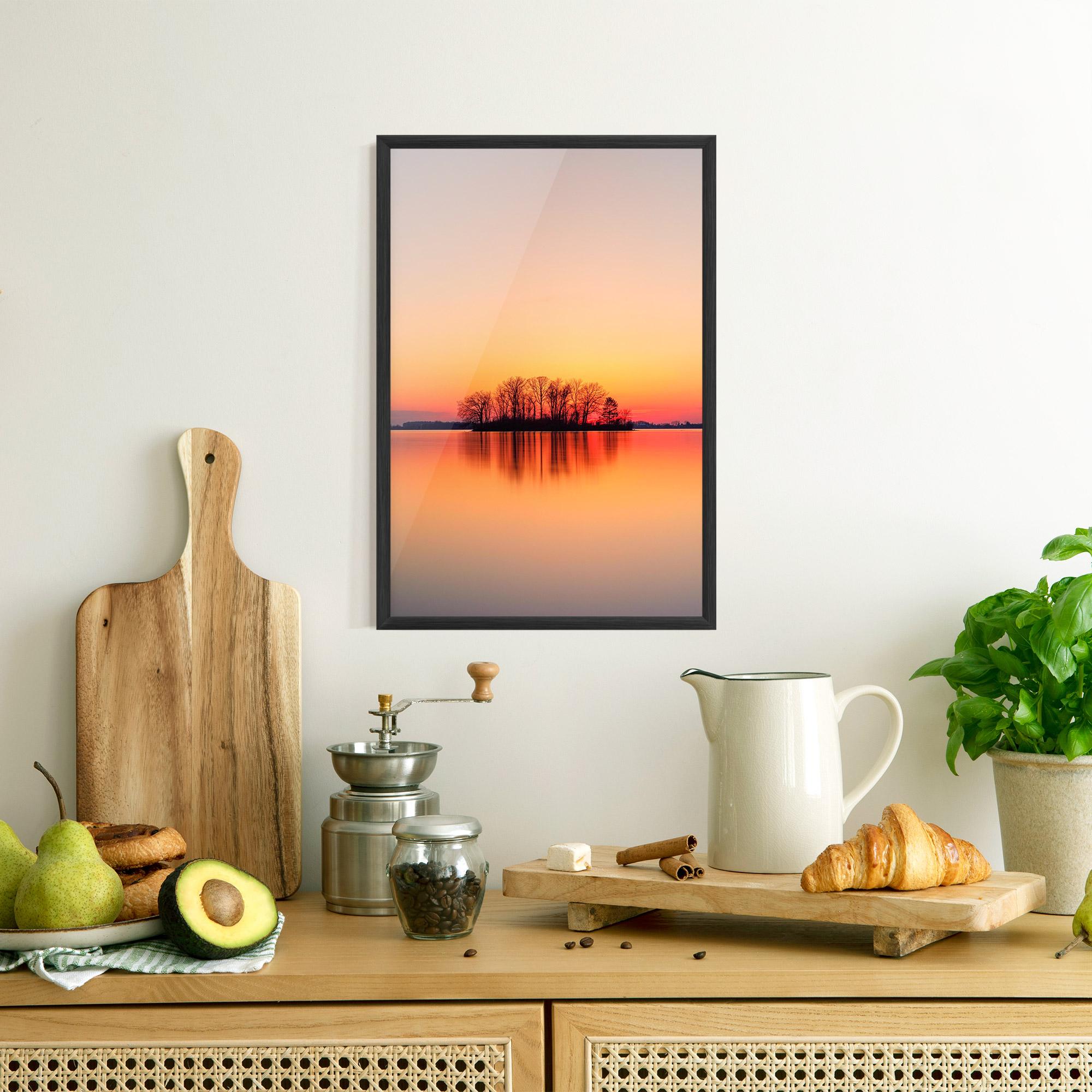 Keretezett Poszter Tree Sunset Lake mockup 8