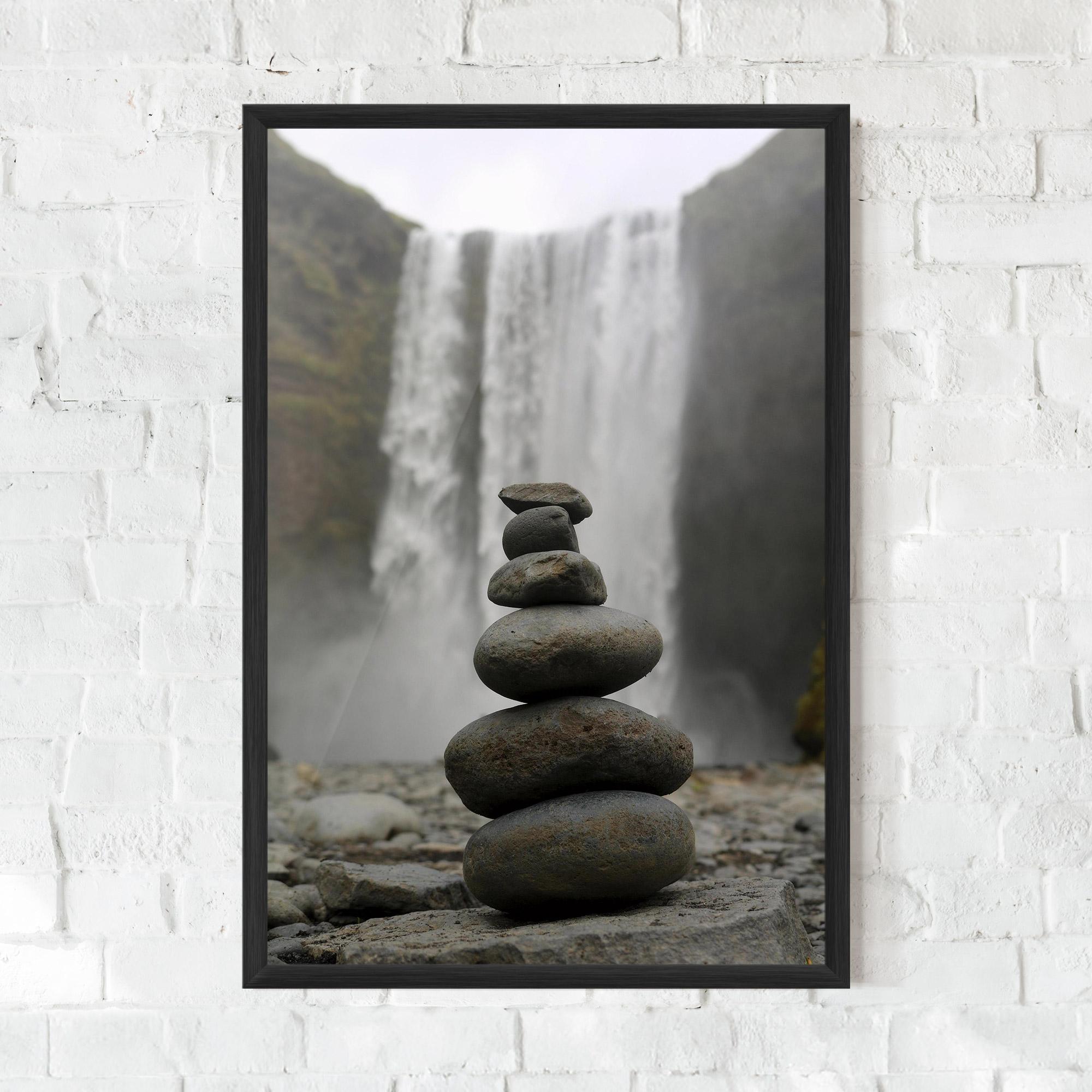 Keretezett Poszter Balanced Rocks Waterfall mockup 0