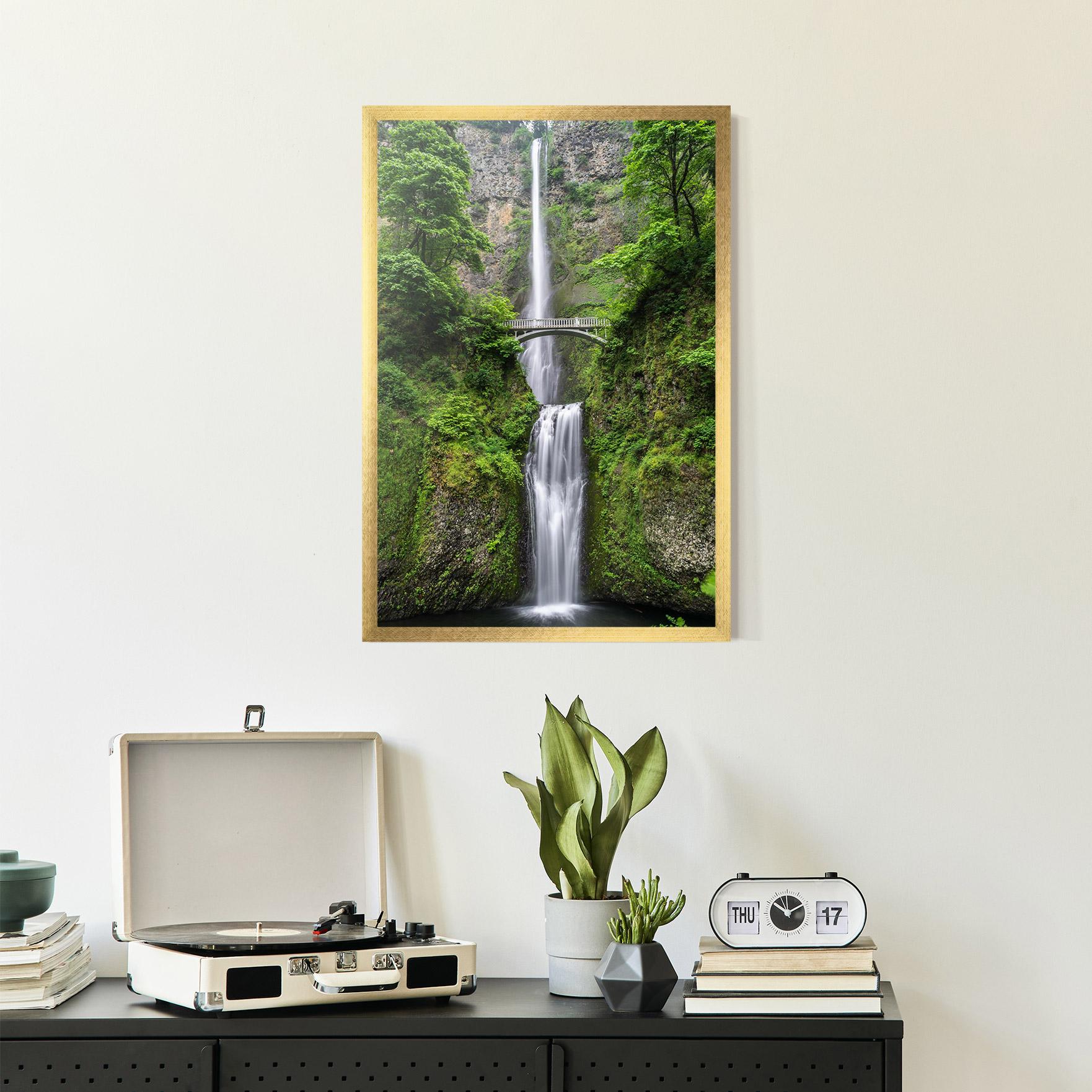 Keretezett Poszter Green Leaves Bridge View mockup 2