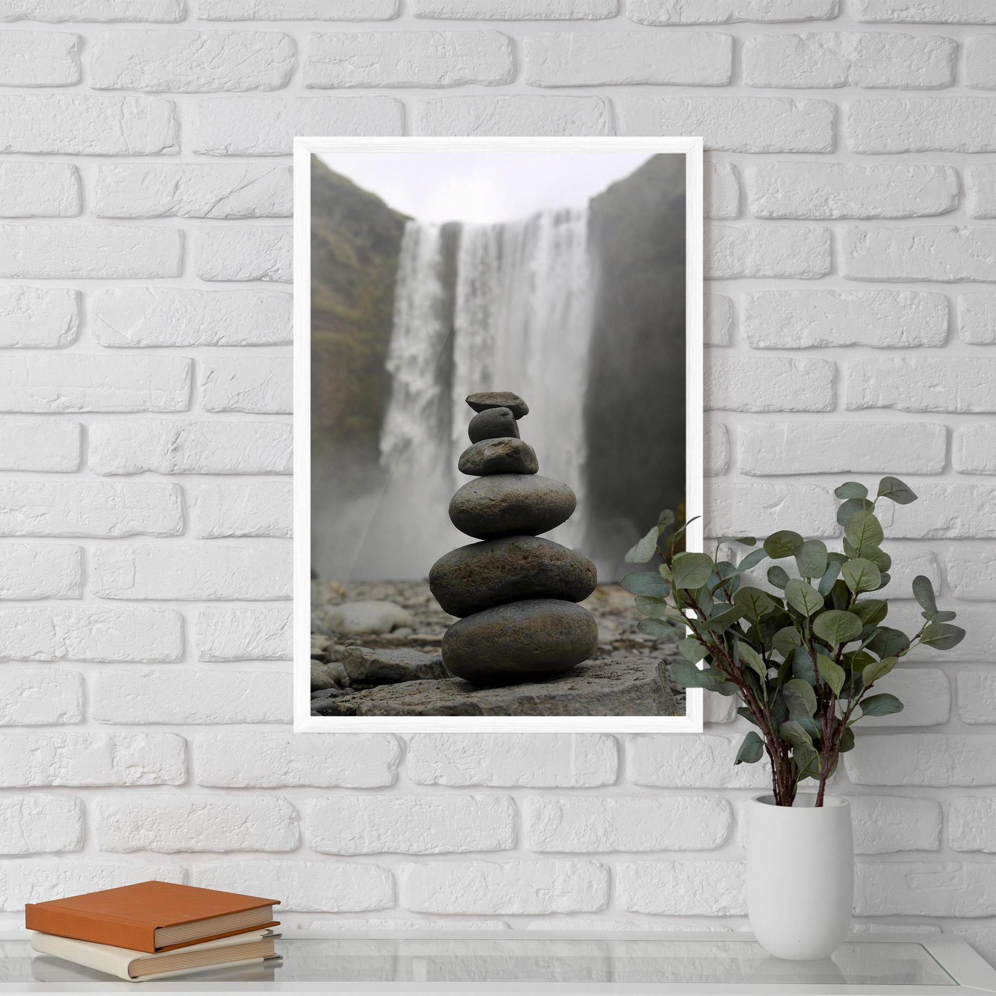 Keretezett Poszter Balanced Rocks Waterfall mockup 5
