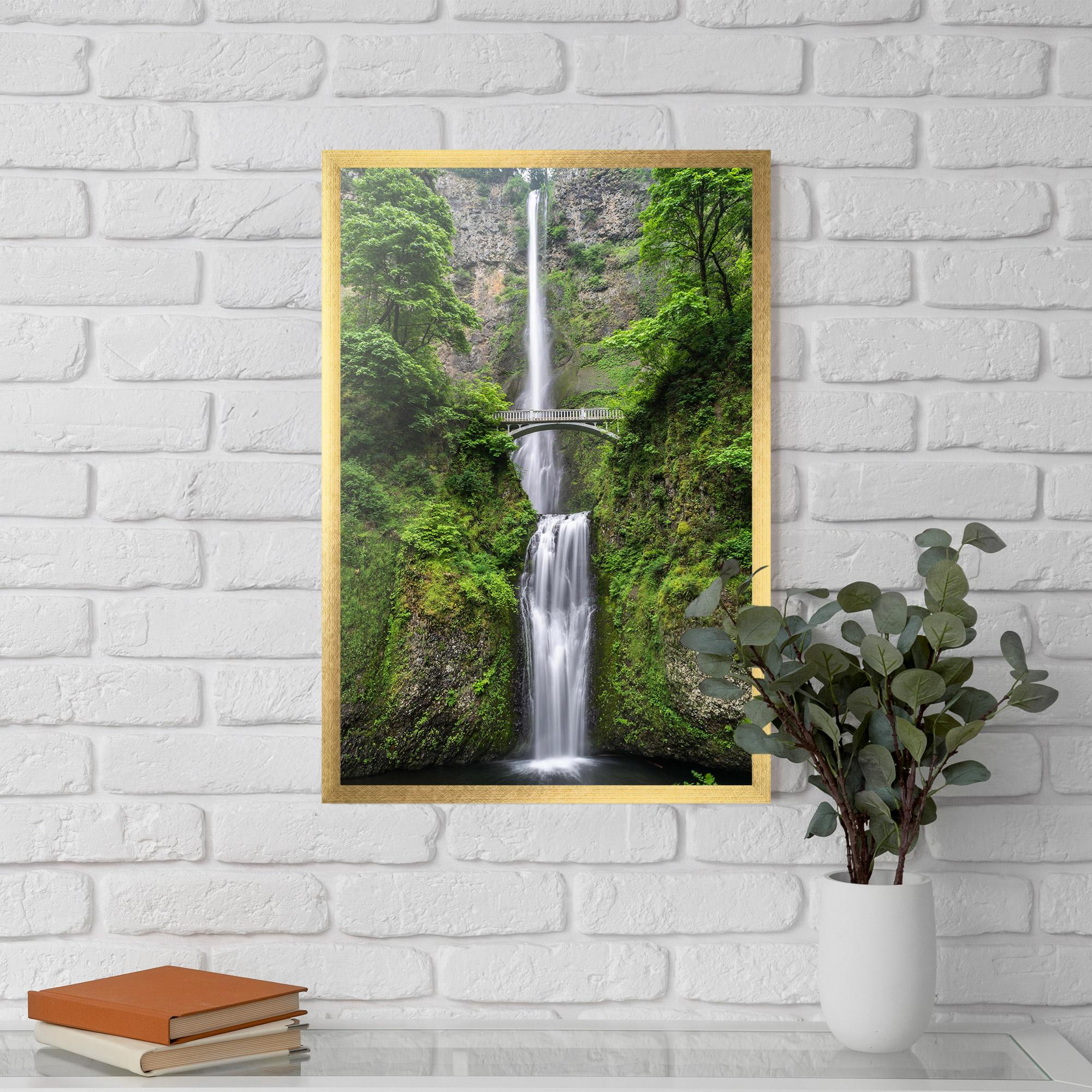 Keretezett Poszter Green Leaves Bridge View mockup 5