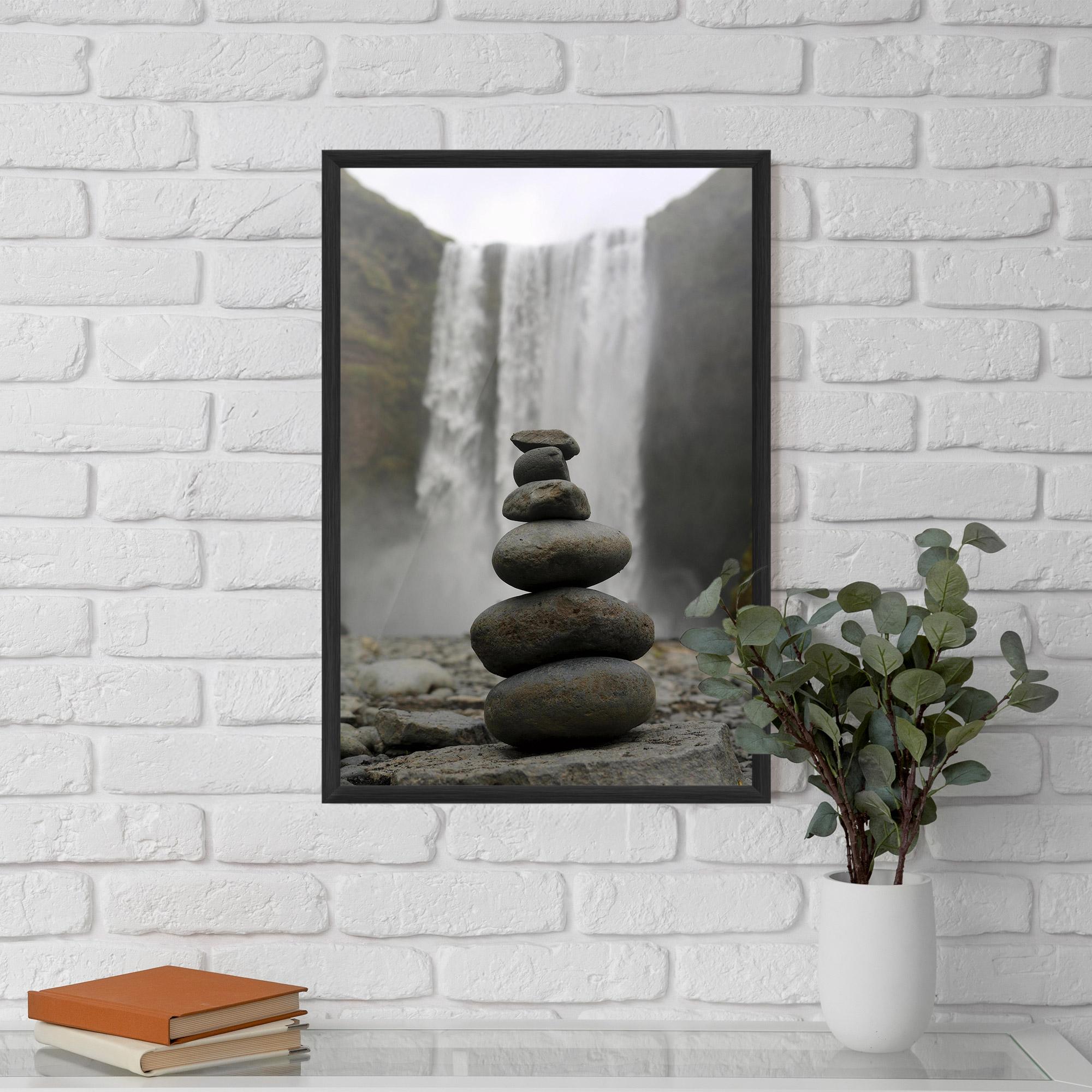 Keretezett Poszter Balanced Rocks Waterfall mockup 5