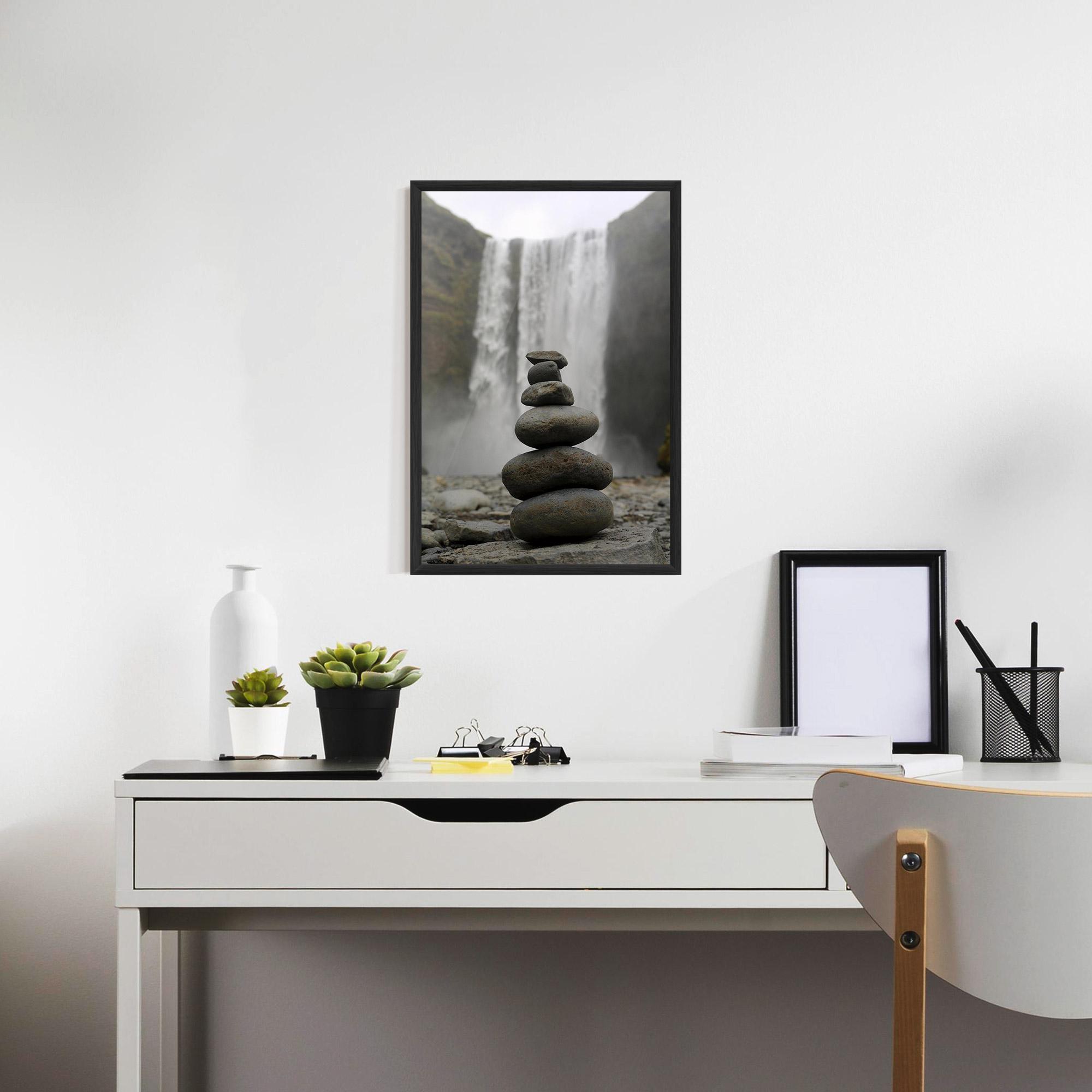 Keretezett Poszter Balanced Rocks Waterfall mockup 7