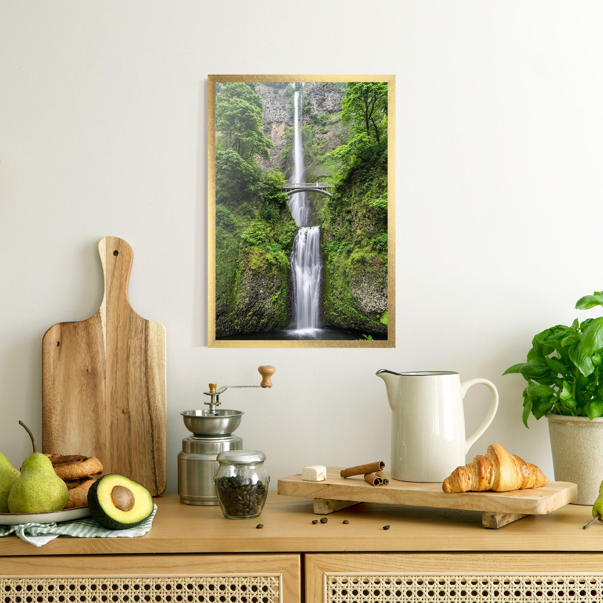 Keretezett Poszter Green Leaves Bridge View mockup 8