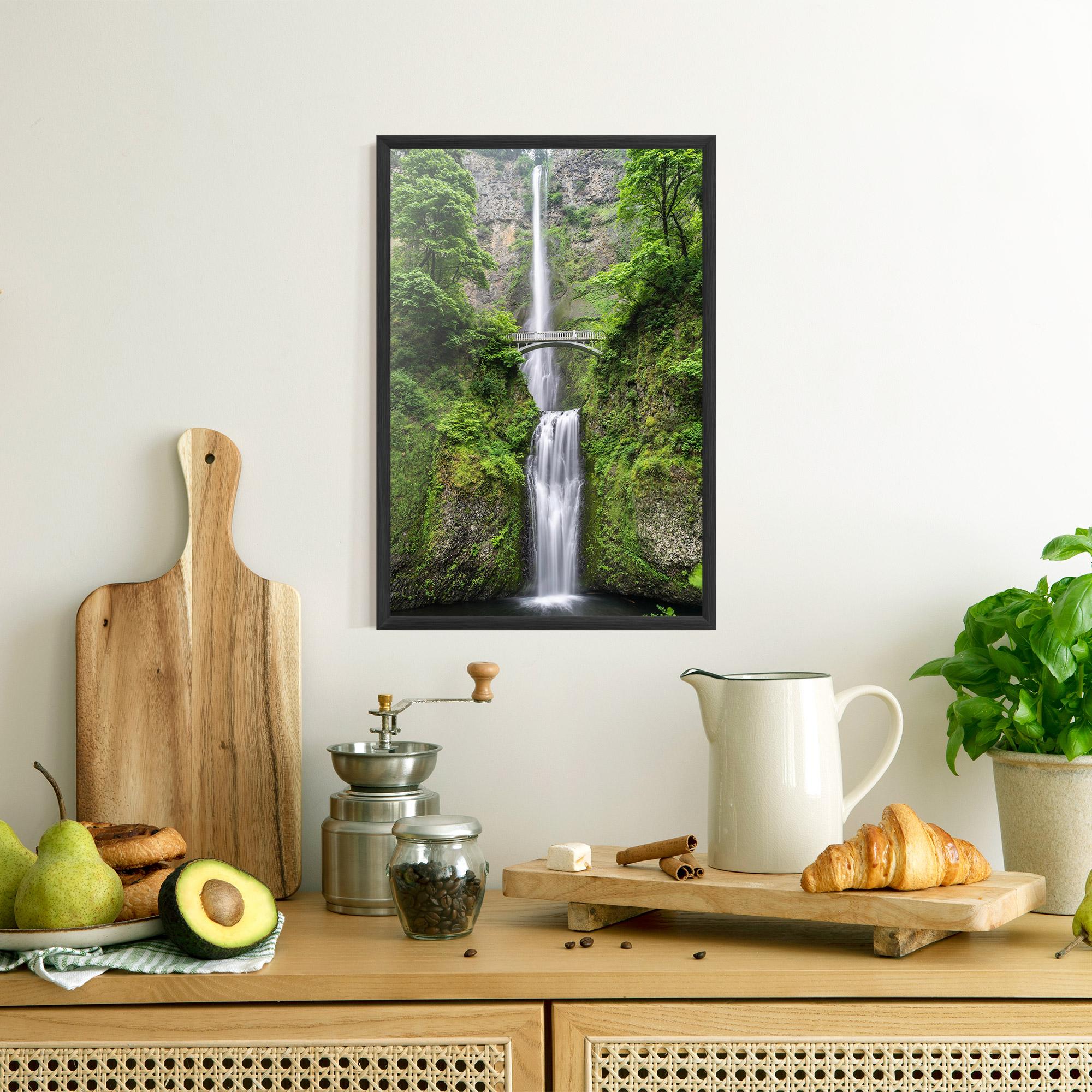 Keretezett Poszter Green Leaves Bridge View mockup 8