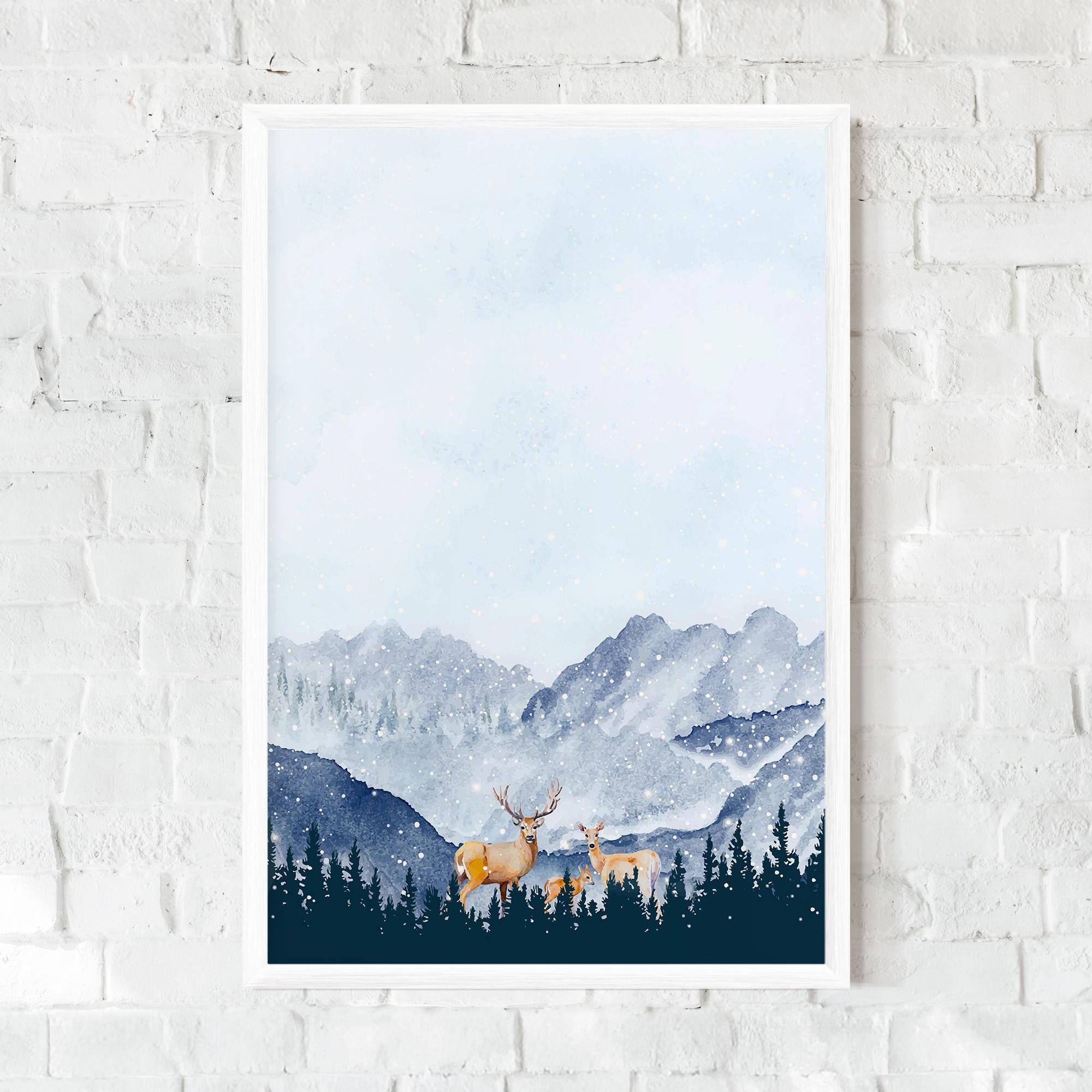 Keretezett Poszter Winter Deers mockup 0