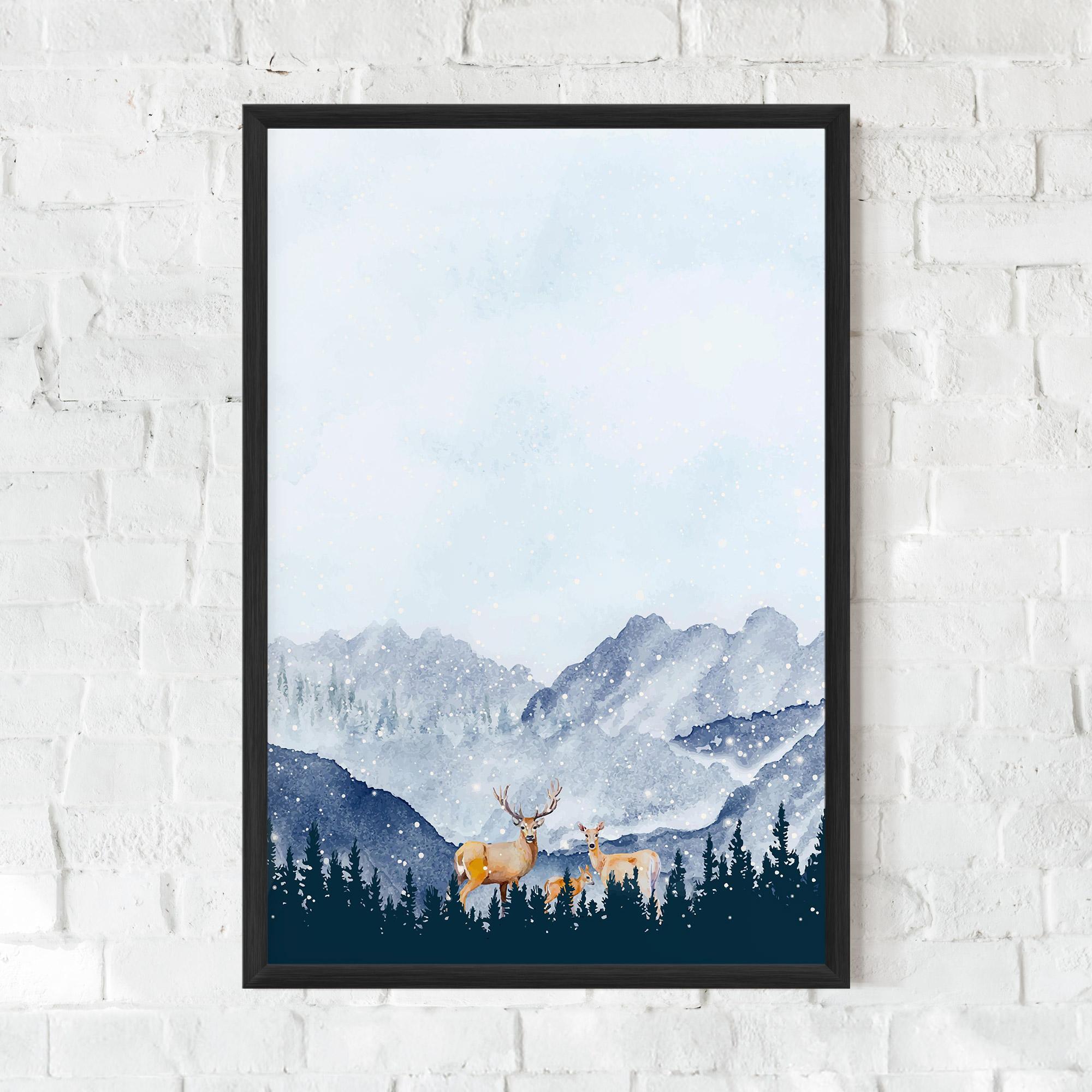 Keretezett Poszter Winter Deers mockup 0