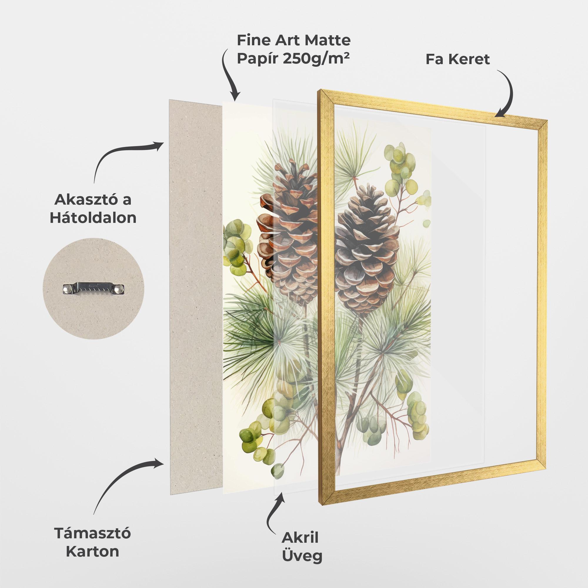 Keretezett Poszter Brown Cones mockup 1