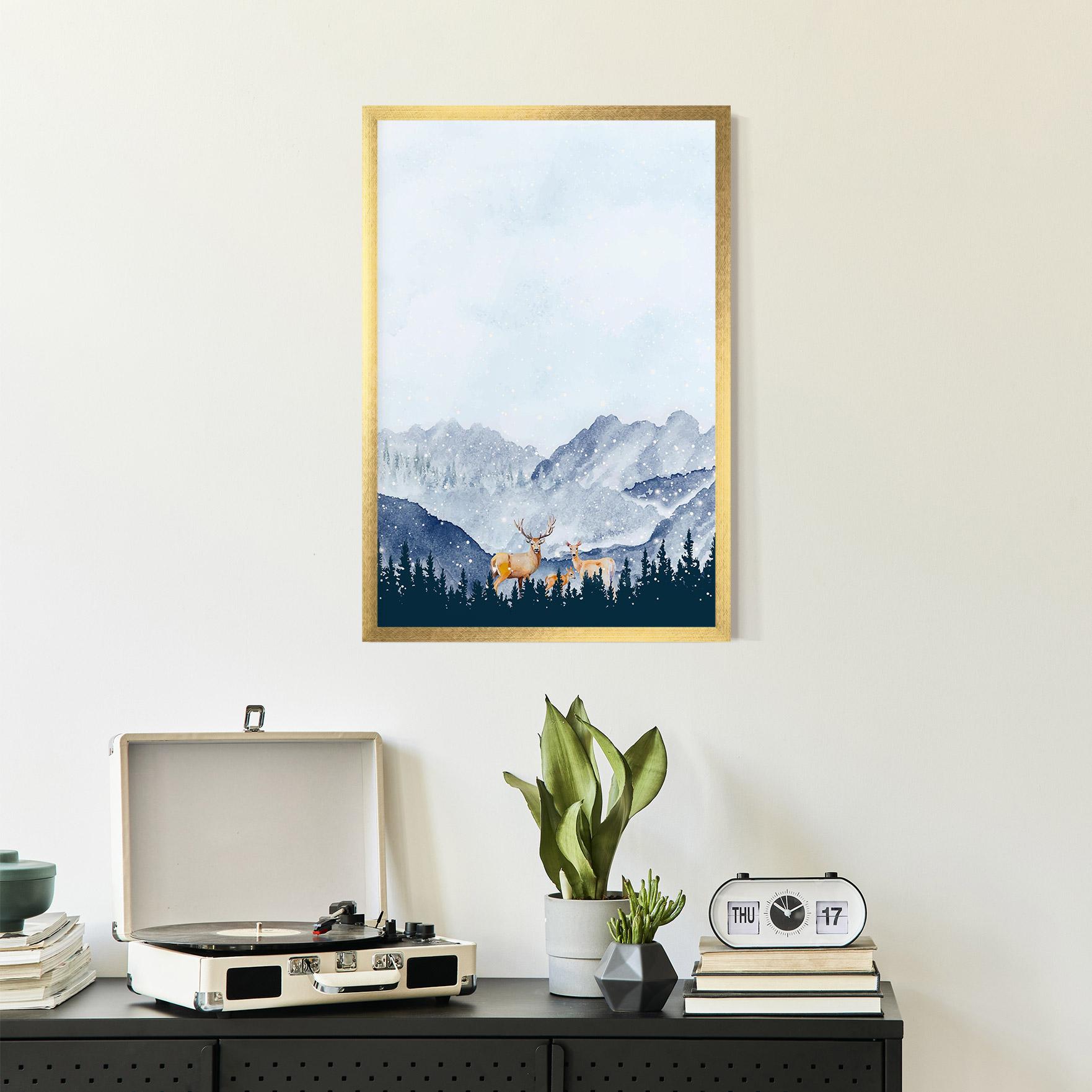 Keretezett Poszter Winter Deers mockup 2