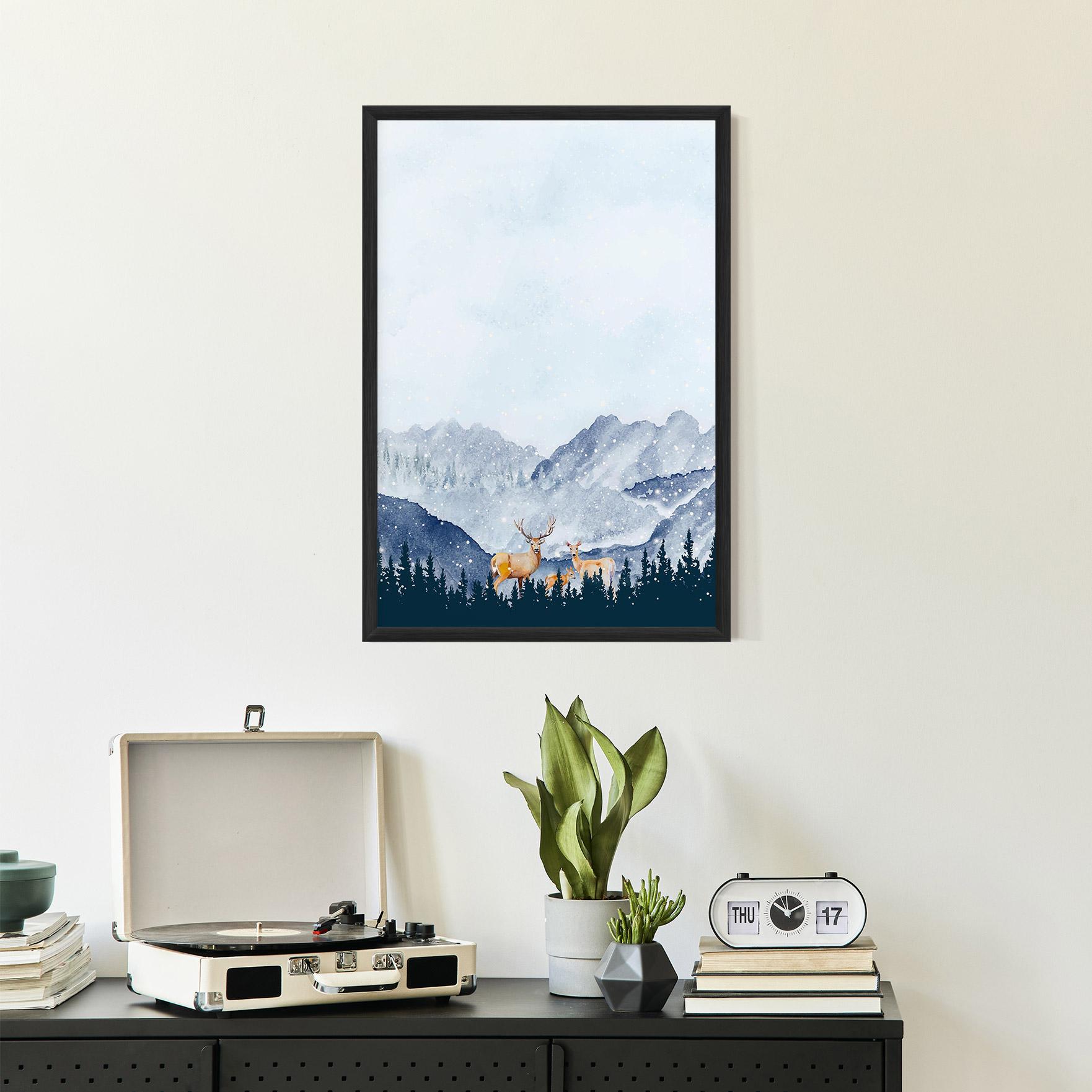 Keretezett Poszter Winter Deers mockup 2