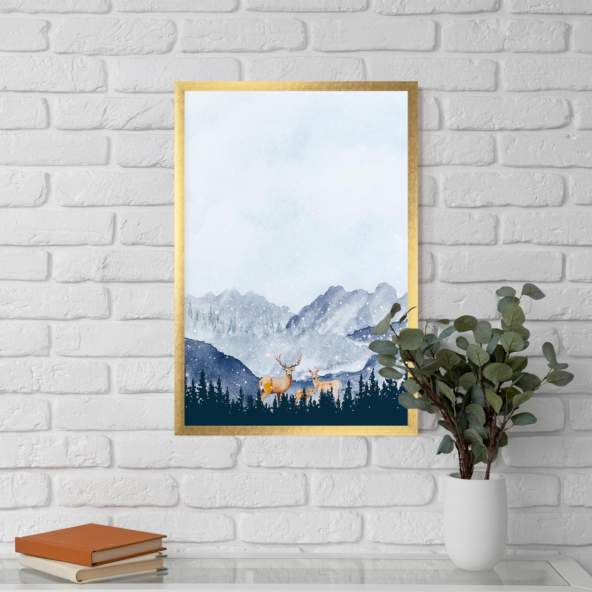 Keretezett Poszter Winter Deers mockup 5