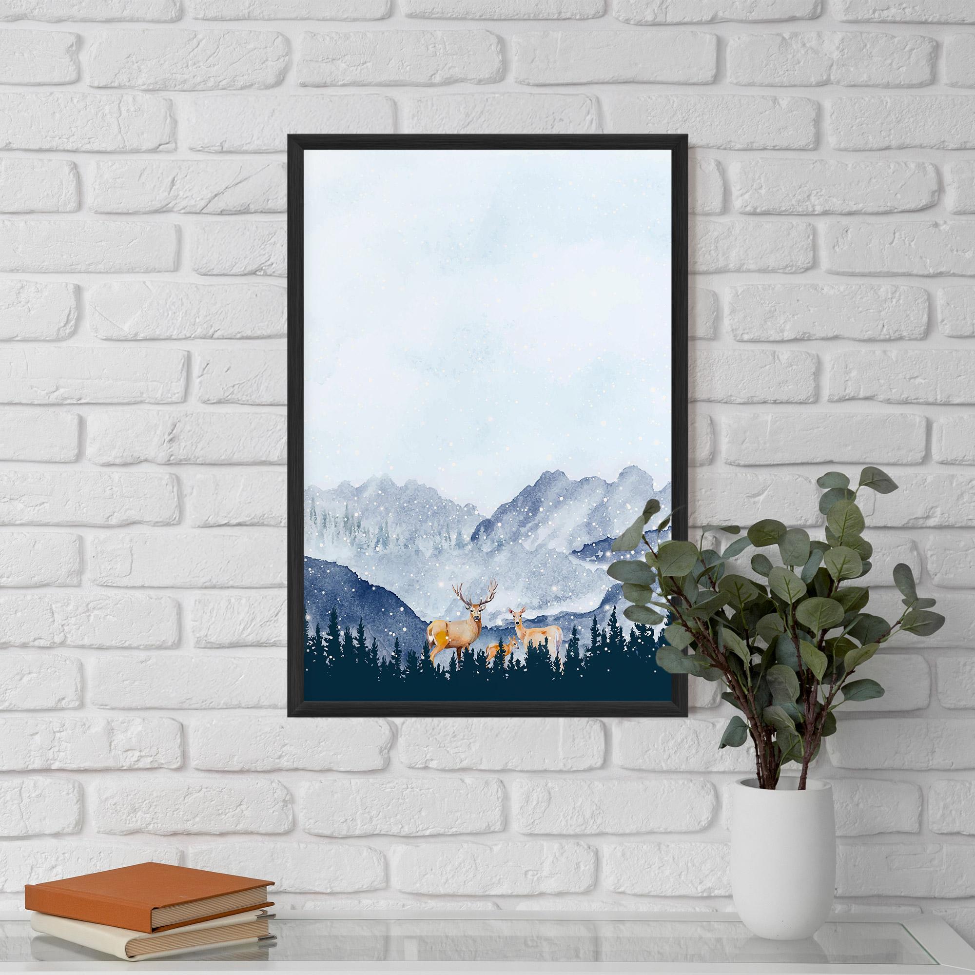 Keretezett Poszter Winter Deers mockup 5