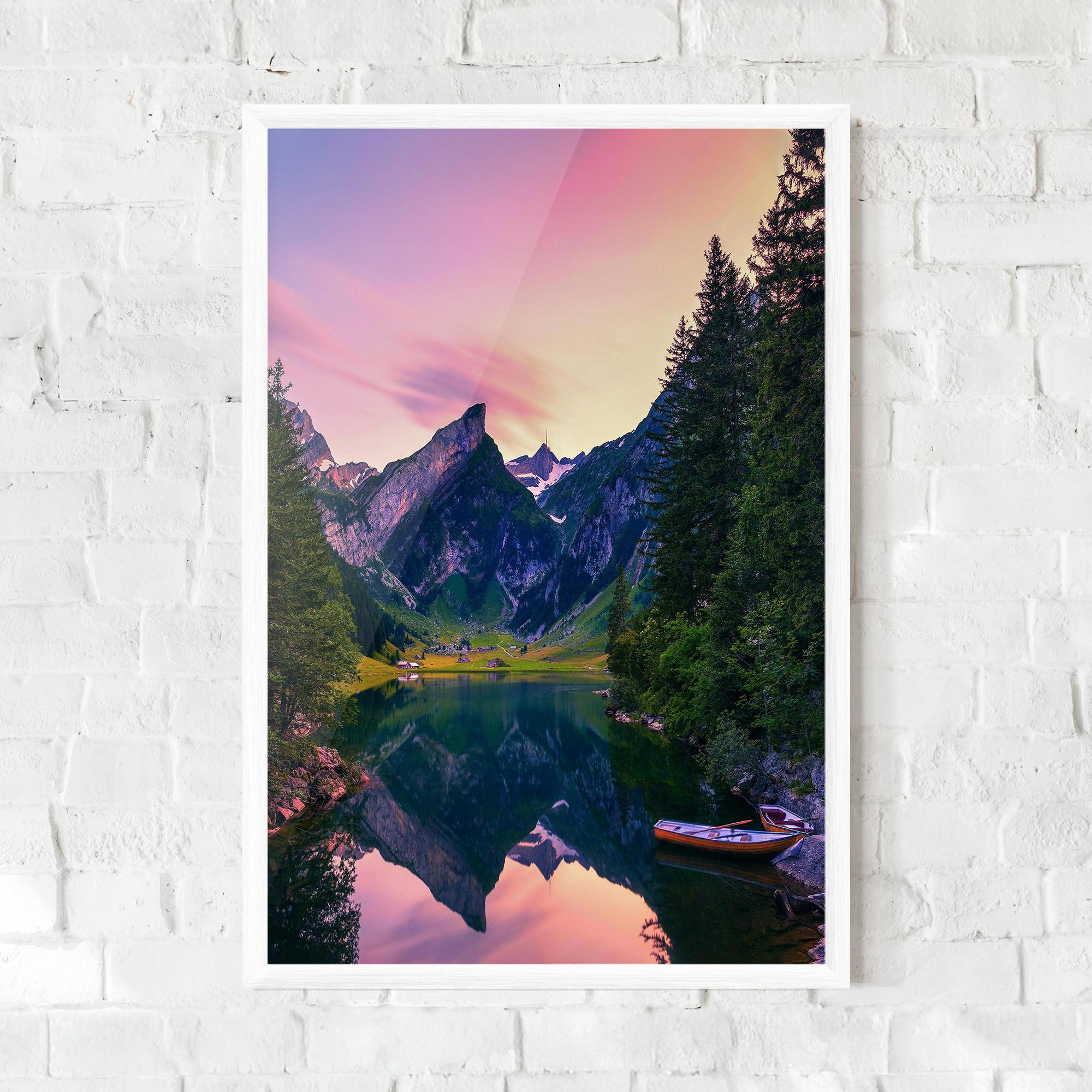 Keretezett Poszter Purple Sunset Lake mockup 0