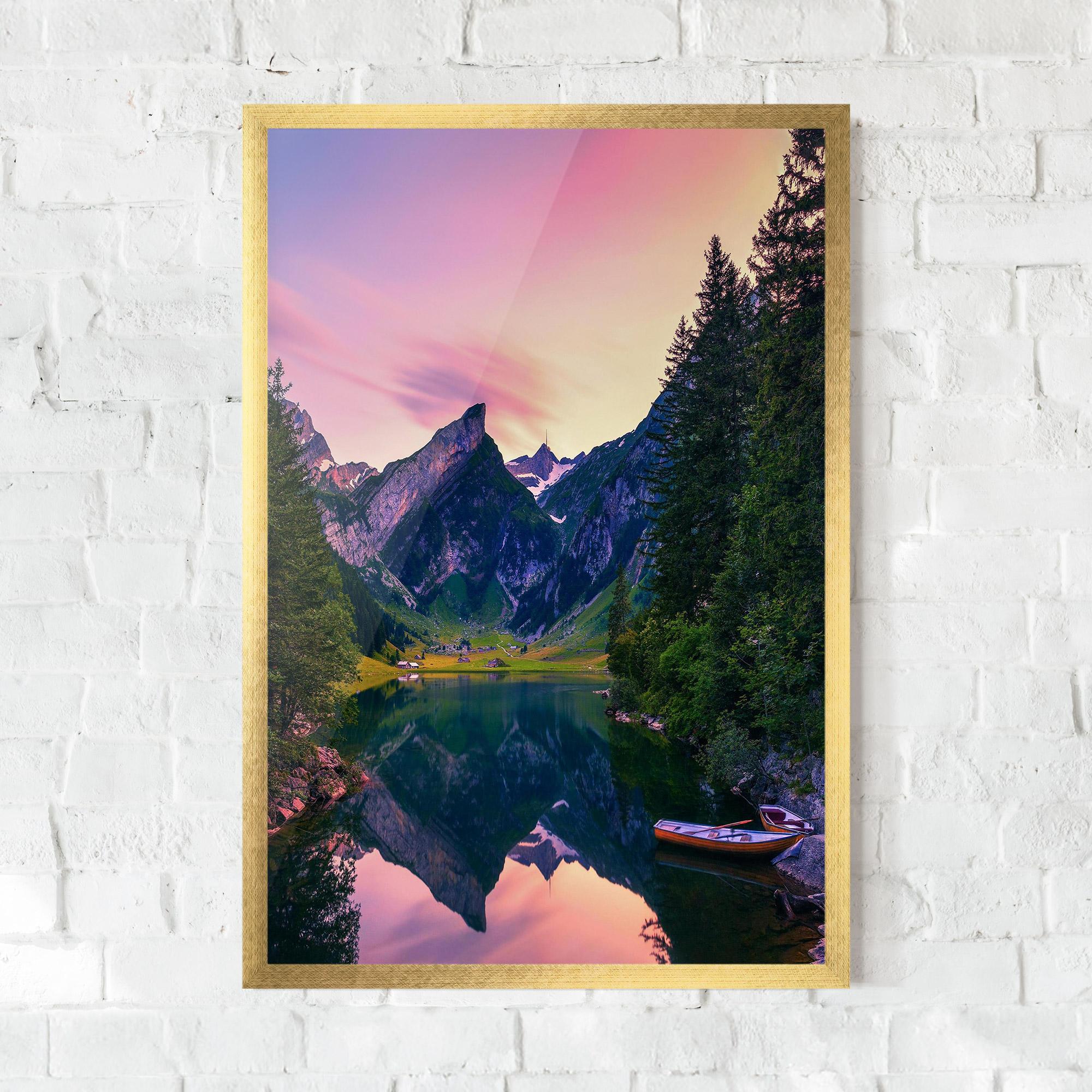 Keretezett Poszter Purple Sunset Lake mockup 0