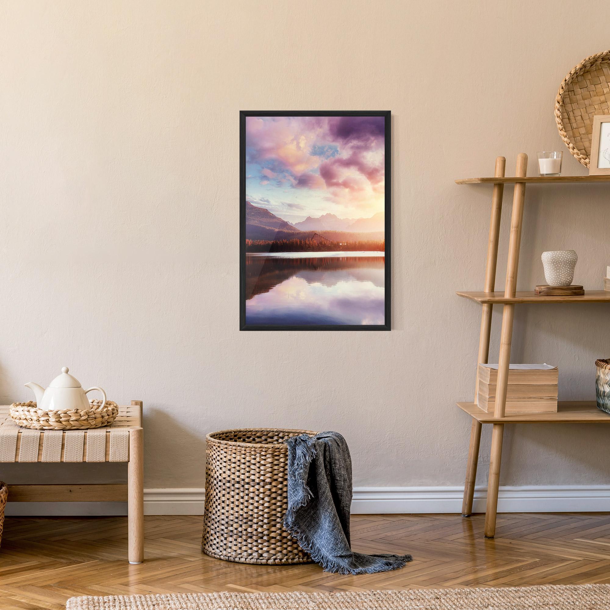 Keretezett Poszter Orange Lake Light mockup 9