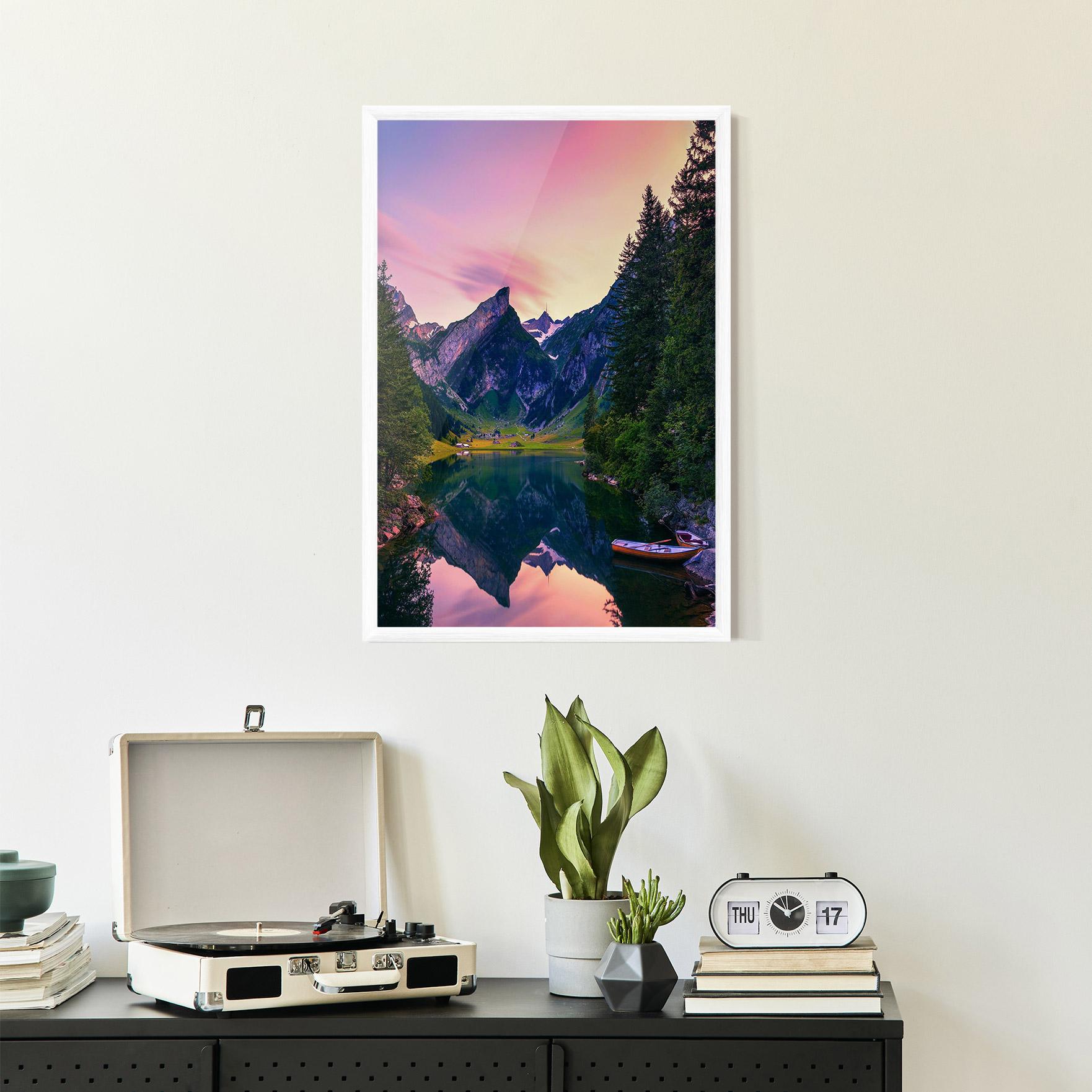 Keretezett Poszter Purple Sunset Lake mockup 2