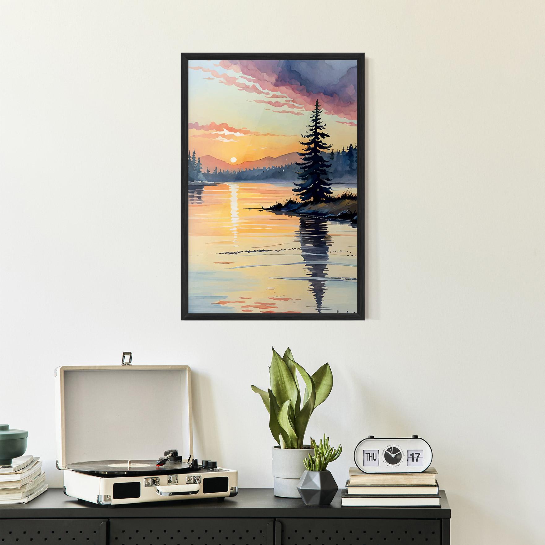 Keretezett Poszter Tree Shadow Lake mockup 2