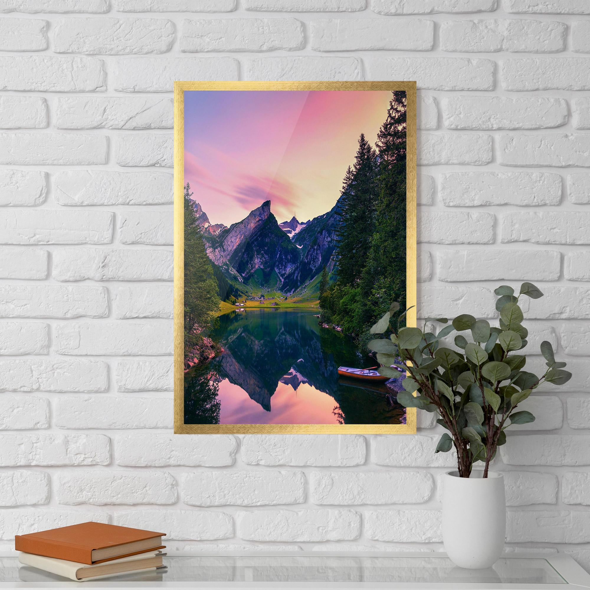 Keretezett Poszter Purple Sunset Lake mockup 5