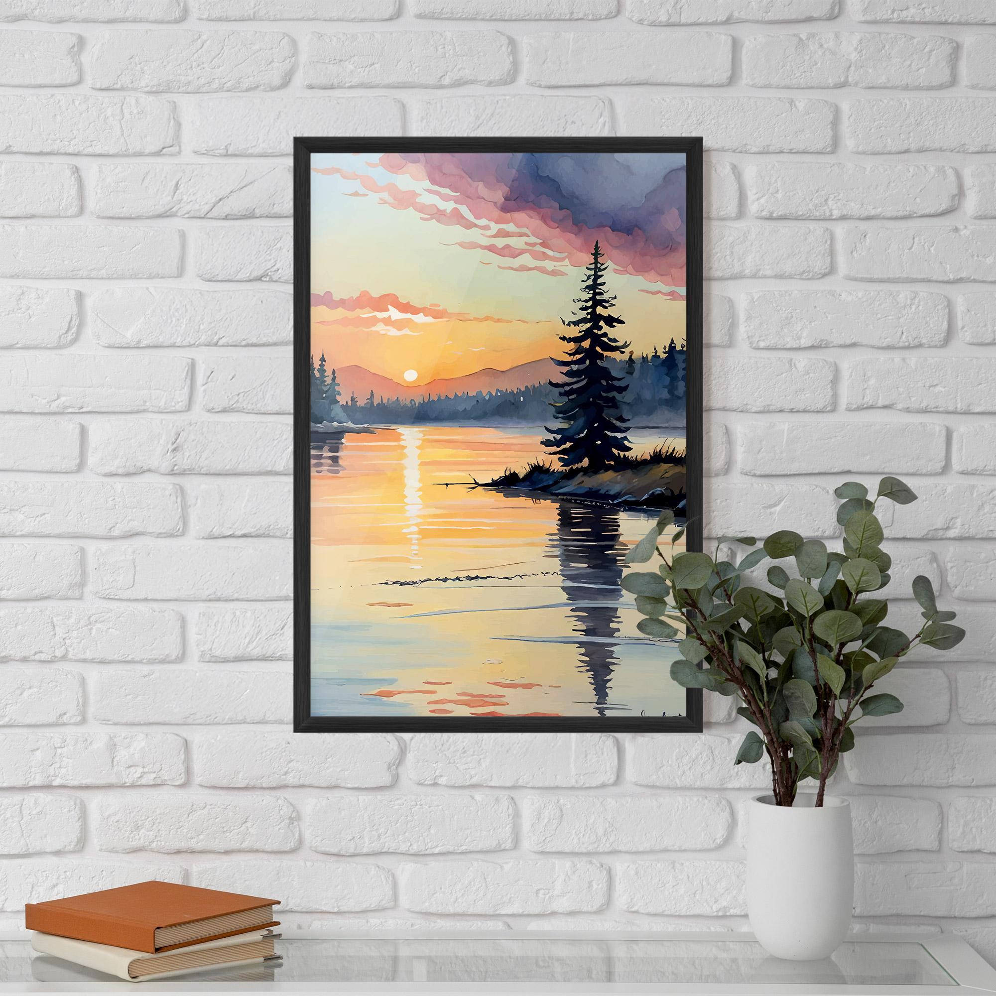 Keretezett Poszter Tree Shadow Lake mockup 5