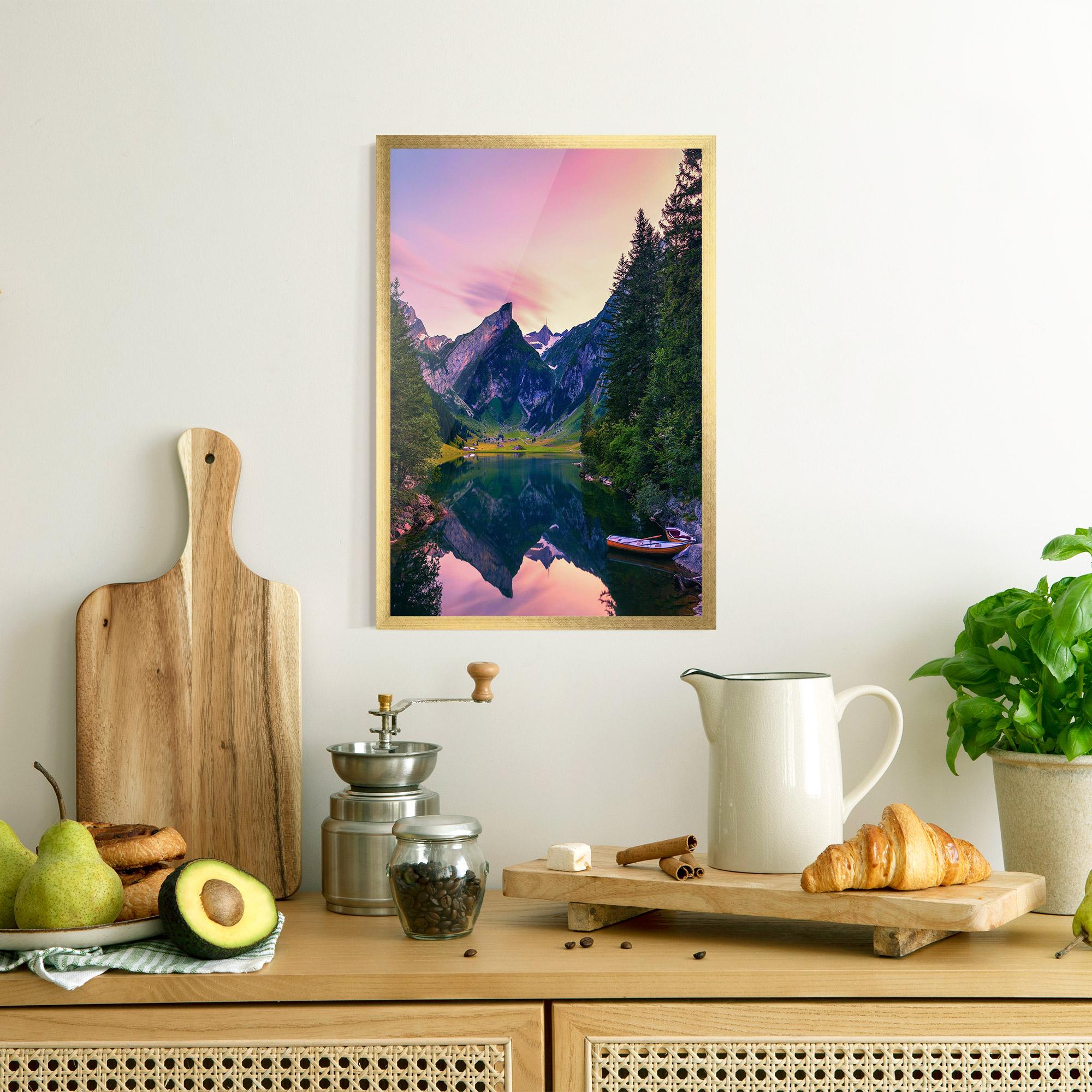 Keretezett Poszter Purple Sunset Lake mockup 8