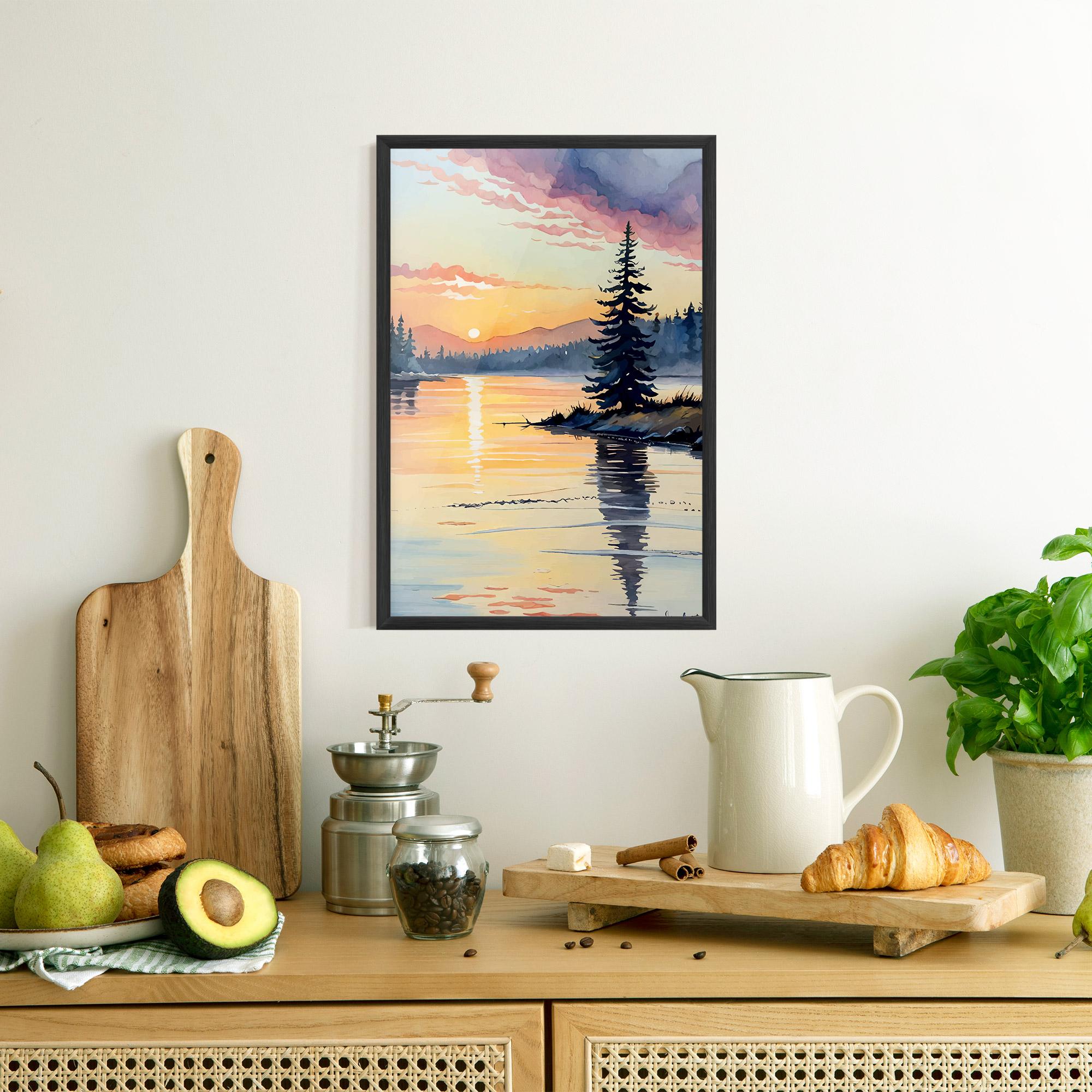 Keretezett Poszter Tree Shadow Lake mockup 8