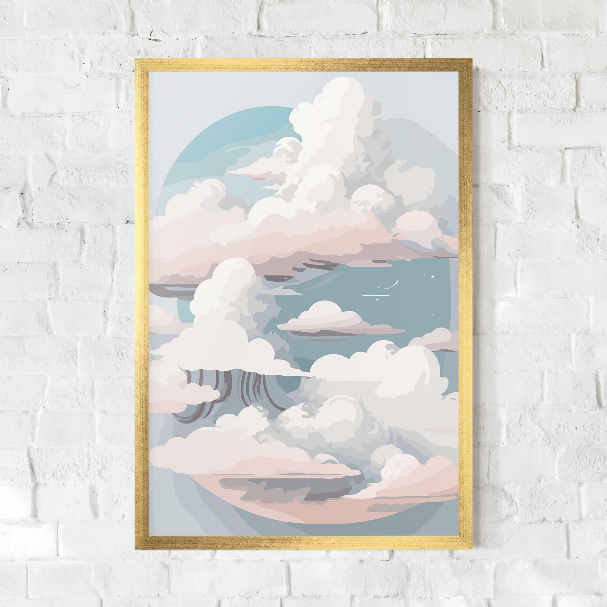 Keretezett Poszter Cloud White Art mockup 0
