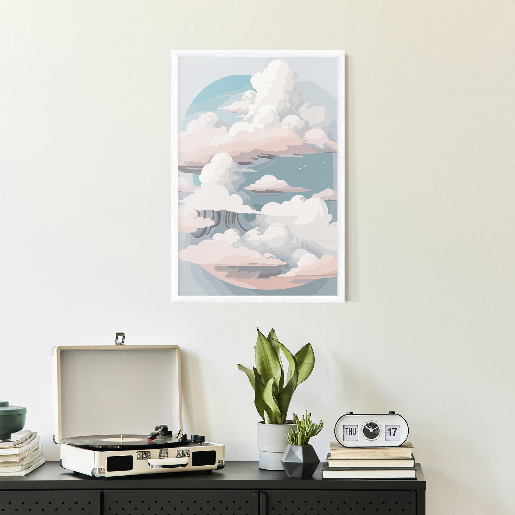 Keretezett Poszter Cloud White Art mockup 2
