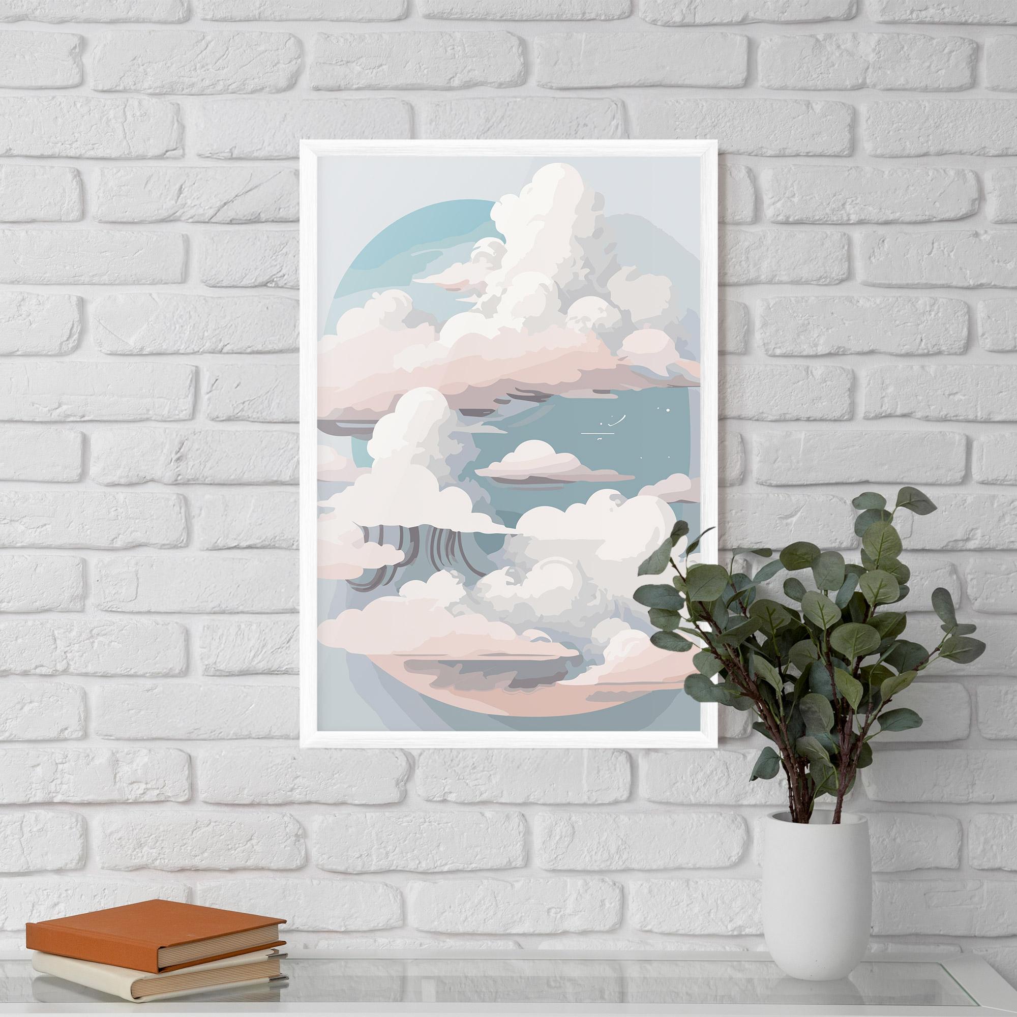 Keretezett Poszter Cloud White Art mockup 5
