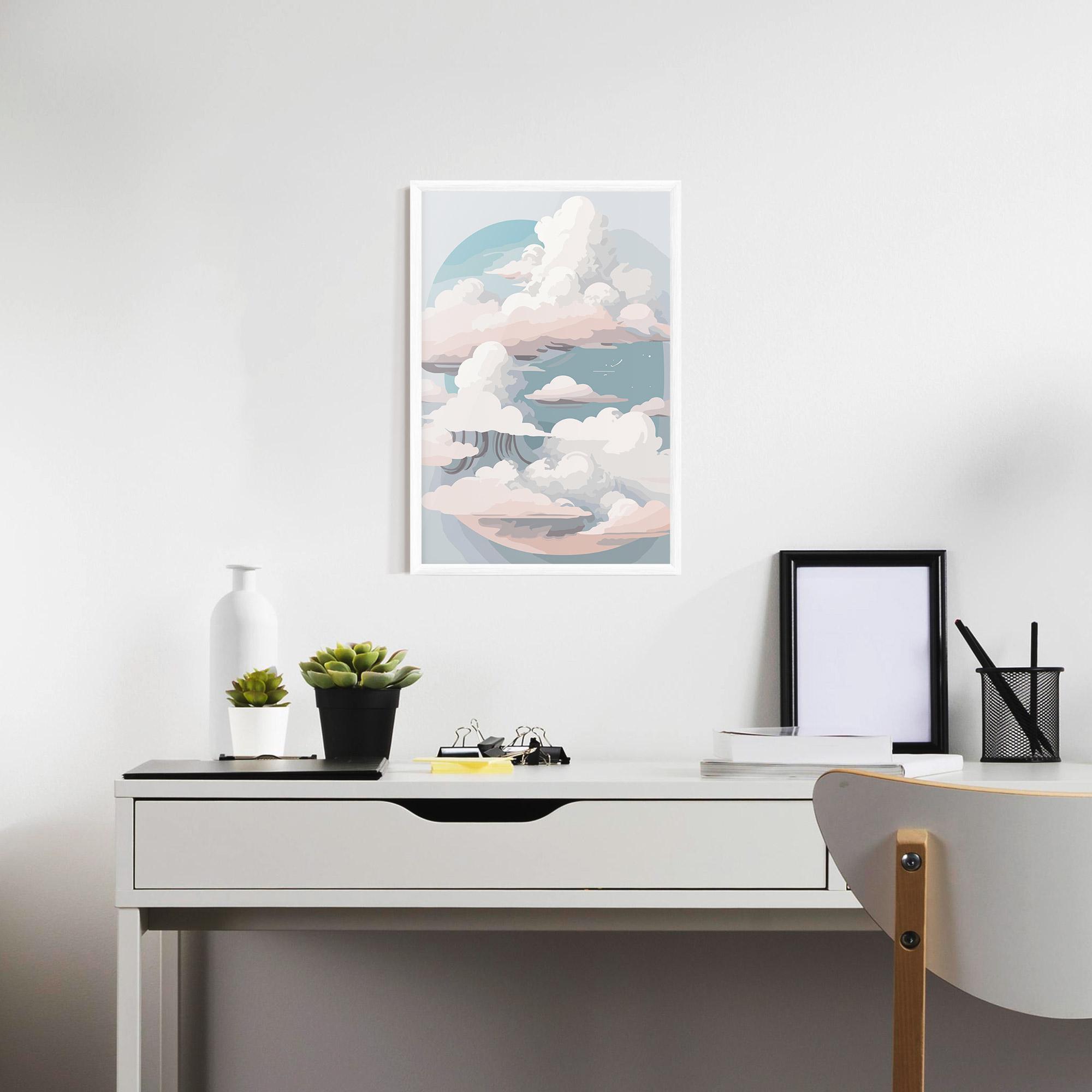 Keretezett Poszter Cloud White Art mockup 7