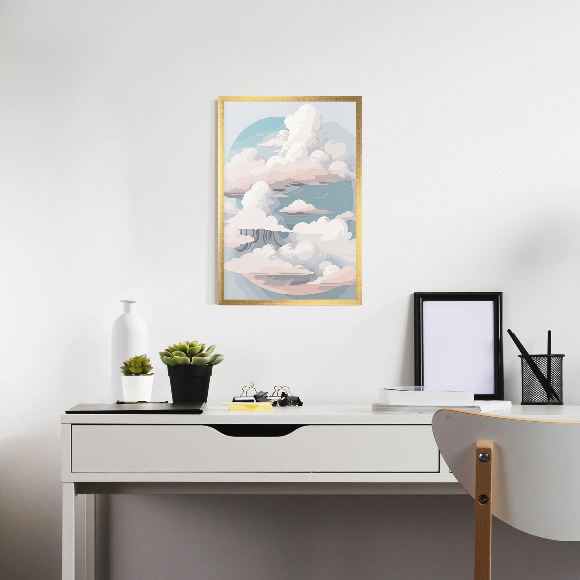 Keretezett Poszter Cloud White Art mockup 7