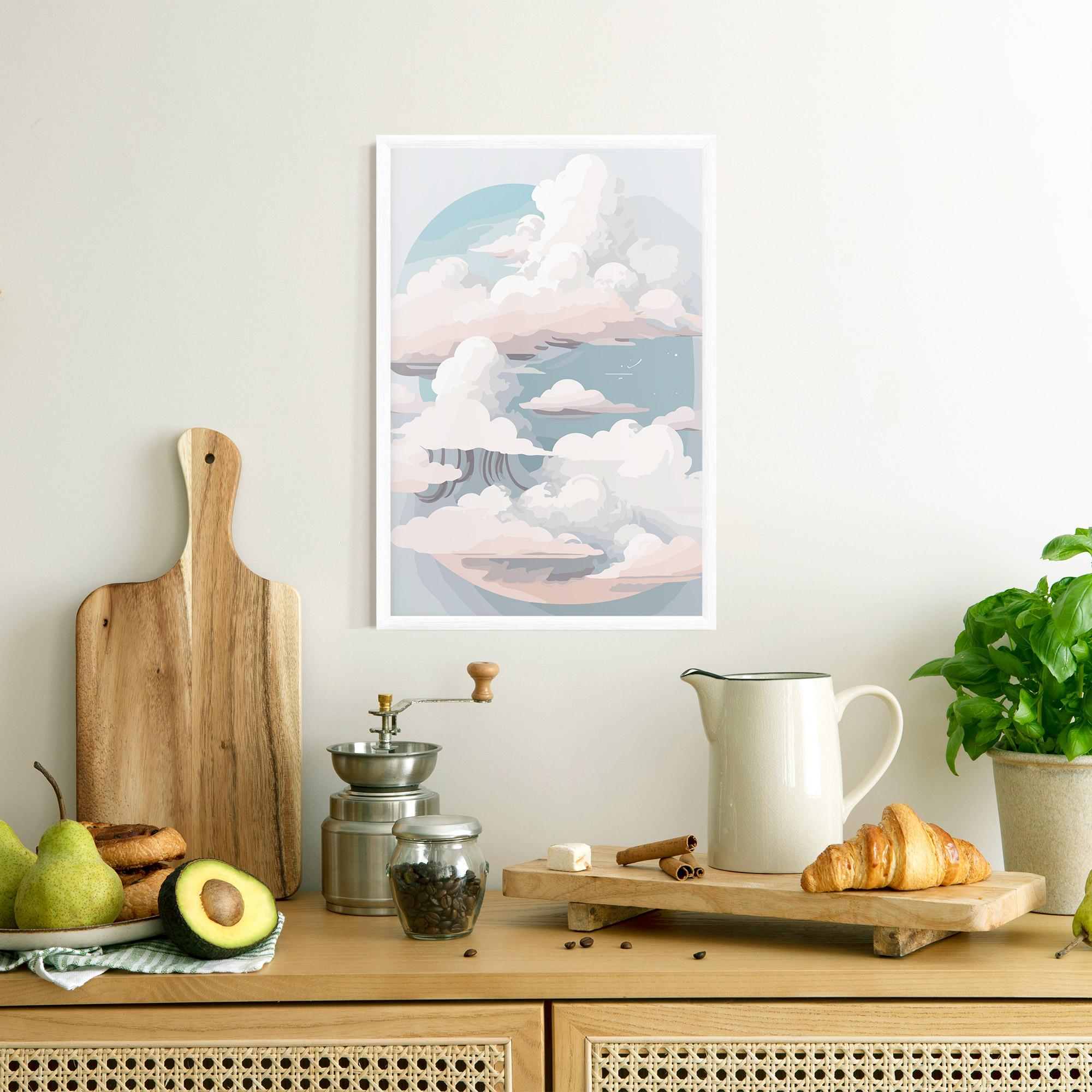 Keretezett Poszter Cloud White Art mockup 8