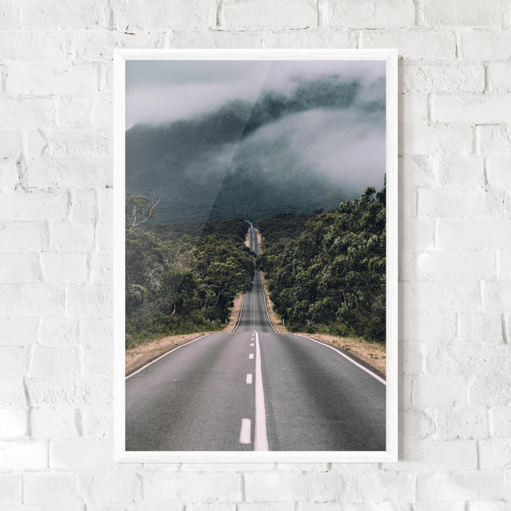 Keretezett Poszter Forest Driving Road mockup 0