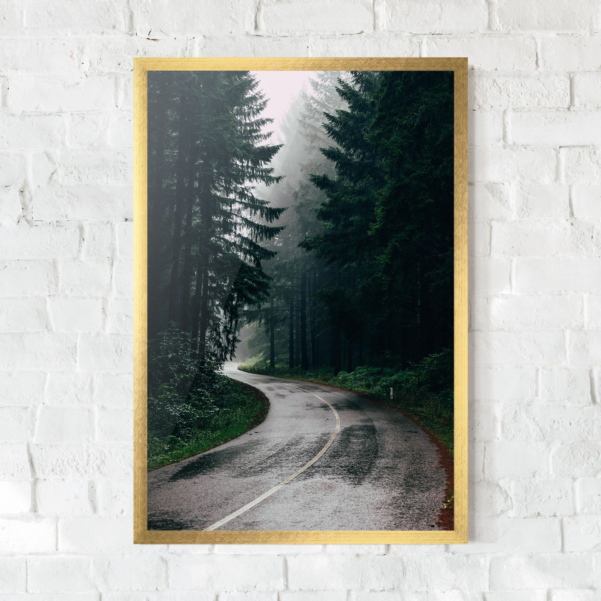 Rainy Road Forest mockup 0