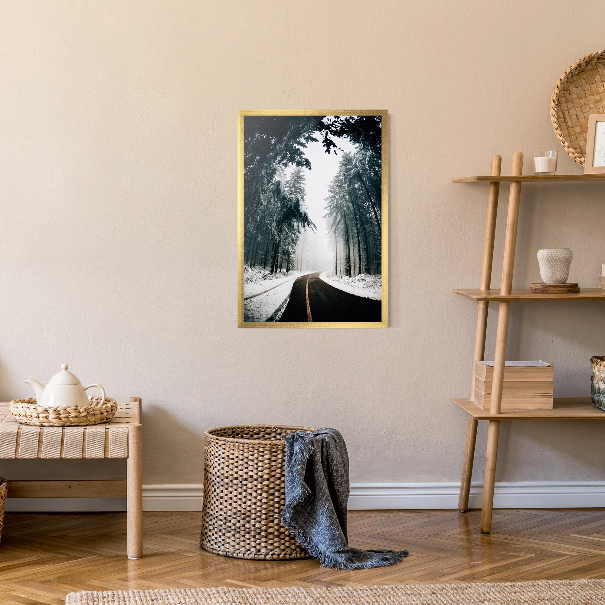 Keretezett Poszter Snow Road Dorest mockup 9