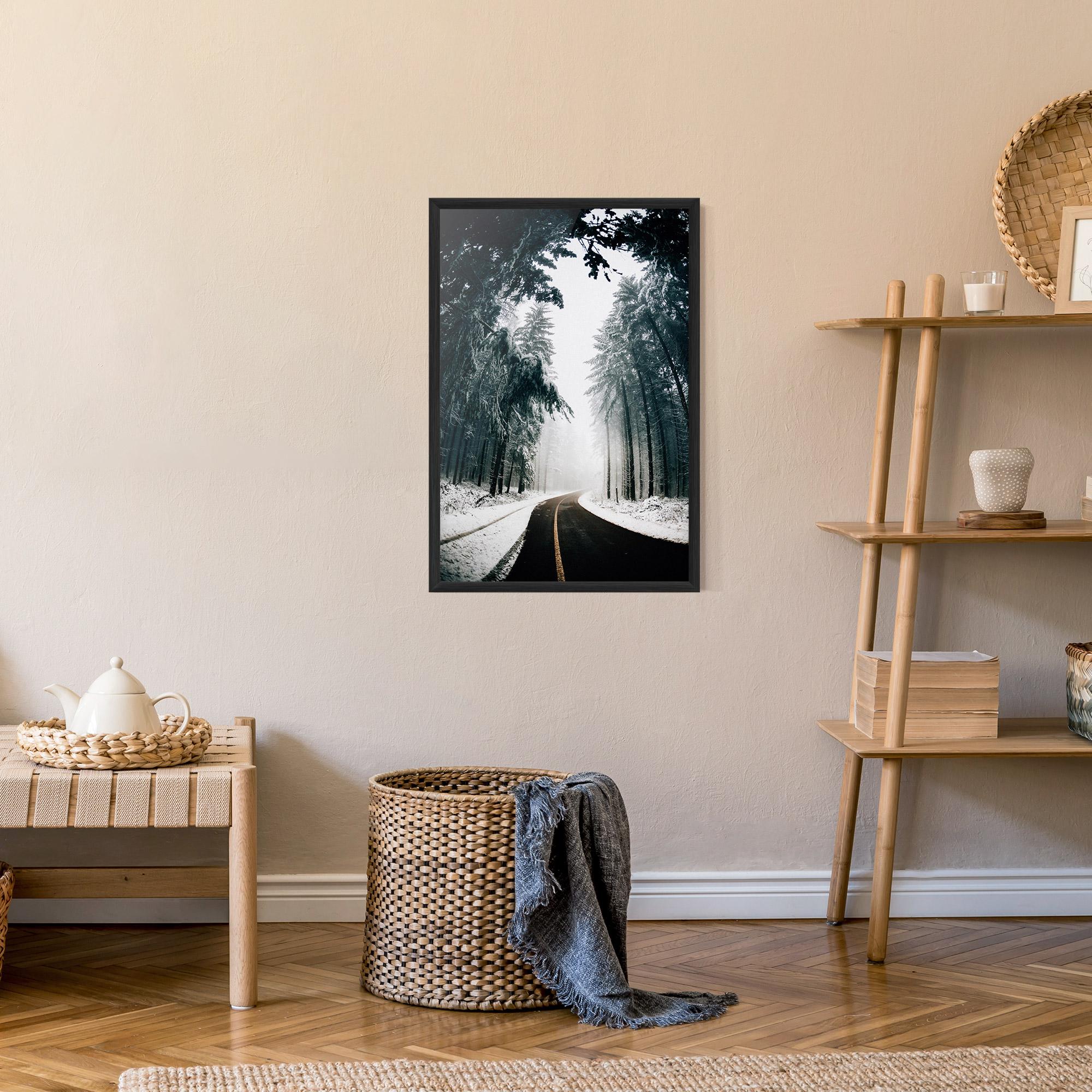 Keretezett Poszter Snow Road Dorest mockup 9