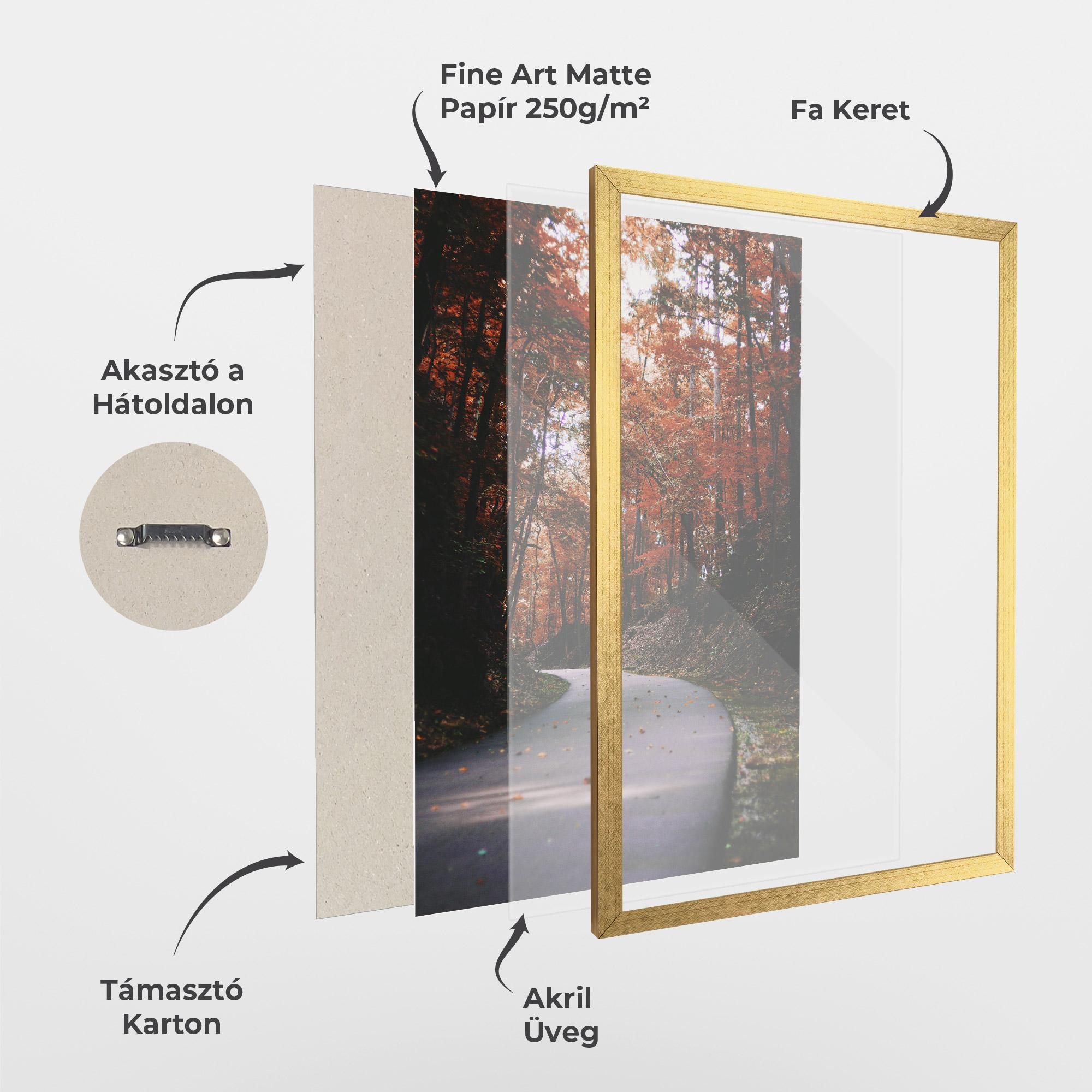 Keretezett Poszter Red Trees Road mockup 1